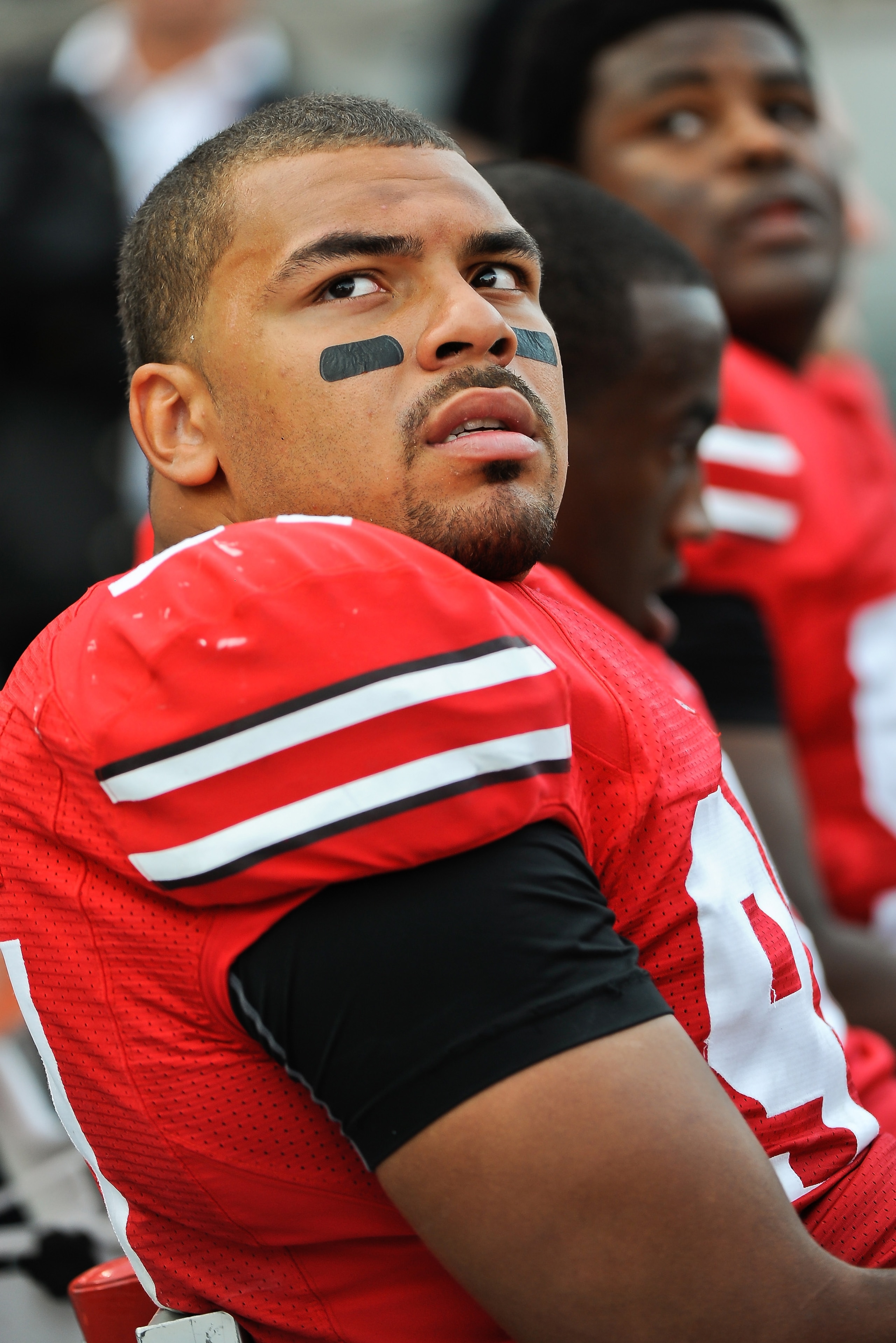 COLUMBUS, OH - SEPTEMBER 25:  Cameron Heyward #97 of the Ohio State Buckeyes stands on the sideline during a game against the Eastern Michigan Eagles at Ohio Stadium on September 25, 2010 in Columbus, Ohio.  Ohio State won 73-20. (Photo by Jamie Sabau/Get