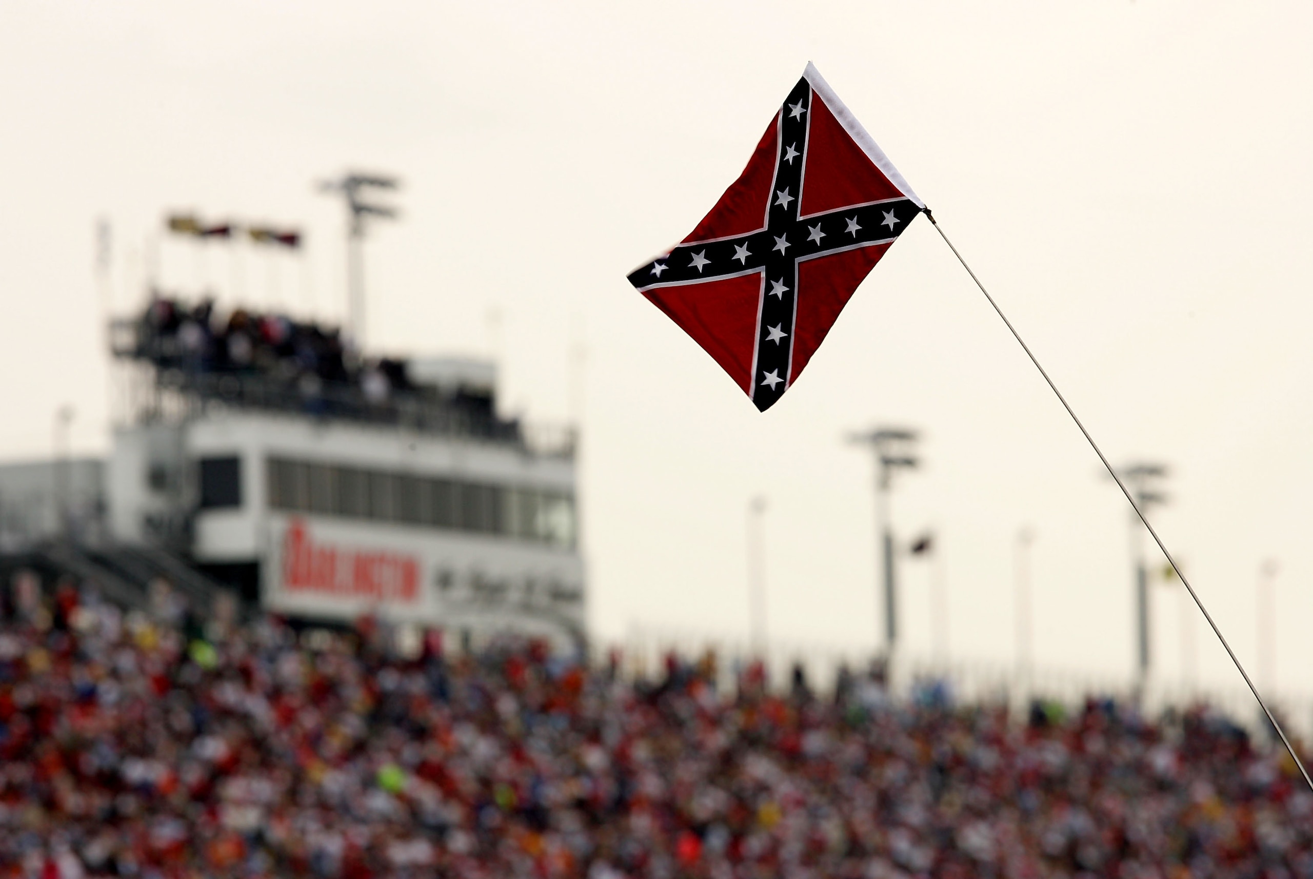 DARLINGTON, SC - MAY 13:  A view of a Confederate flag during the NASCAR Nextel Cup Series Dodge Avenger 500 on May 13, 2007 at Darlington Raceway in Darlington, South Carolina.   (Photo by Streeter Lecka/Getty Images)