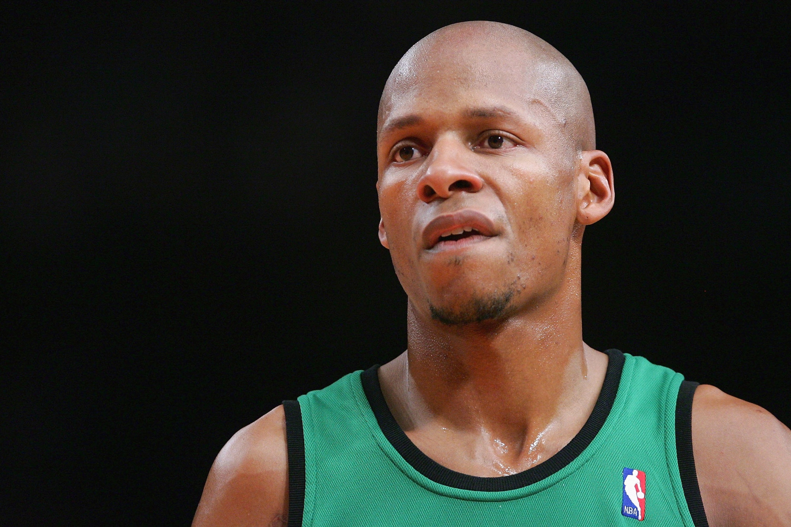 NEW YORK - FEBRUARY 06:  Ray Allen #20 of the Boston Celtics looks on court against the New York Knicks at Madison Square Garden on February 6, 2009 in New York City. NOTE TO USER: User expressly acknowledges and agrees that, by downloading and/or using t