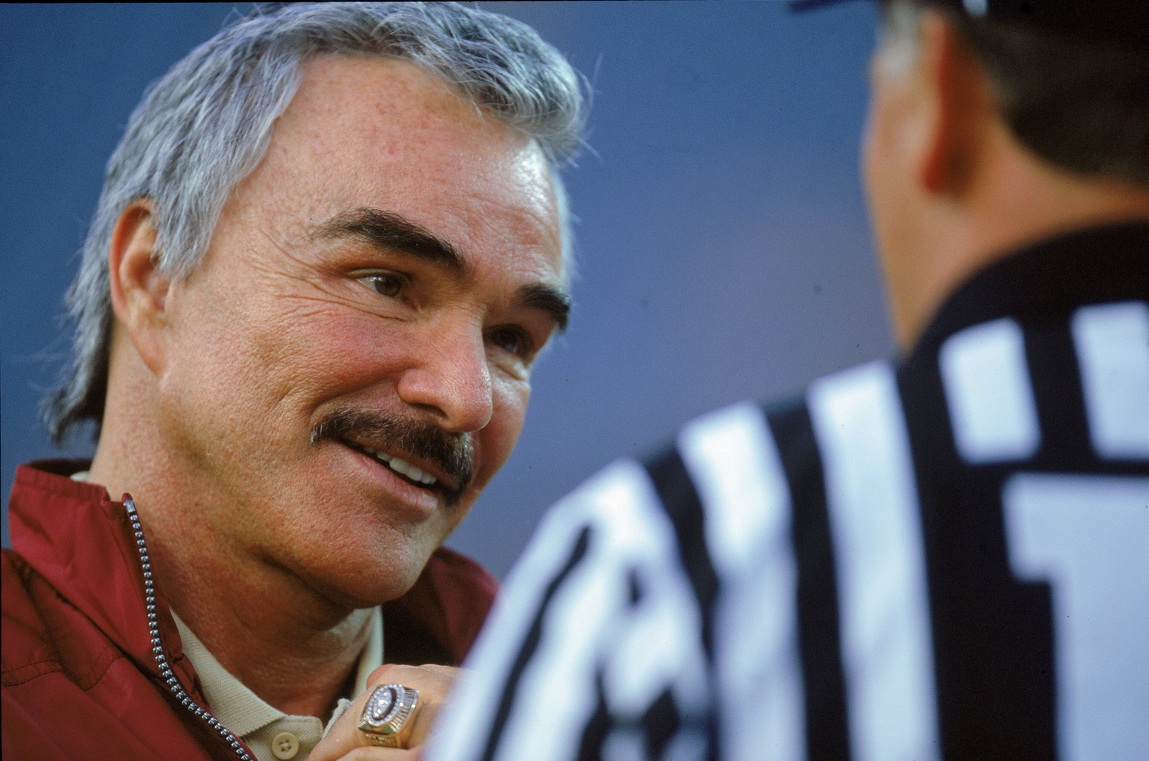 26 Aug 2000: Actor Burt Reynolds talks to the referee during the Pigskin Classic Game between the Florida State Seminoles and the BYU Cougars at the Alltel Stadium in Jacksonville, Florida. The Seminoles defeated the Cougars 23-3.Mandatory Credit: Craig 26 Aug 2000: Actor Burt Reynolds talks to the referee during the Pigskin Classic Game between the Florida State Seminoles and the BYU Cougars at the Alltel Stadium in Jacksonville, Florida. The Seminoles defeated the Cougars 23-3.Mandatory Credit: Craig