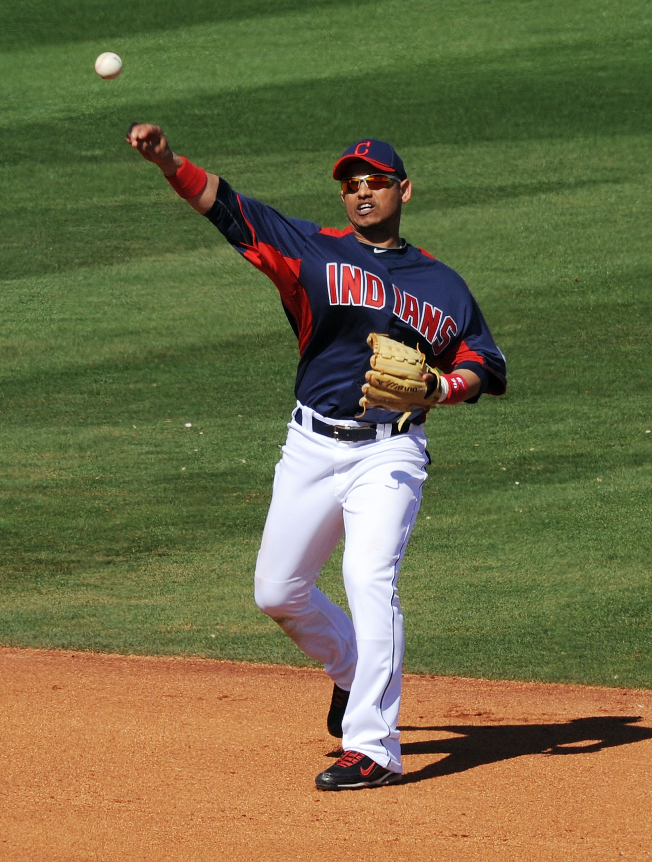 GOODYEAR, AZ - FEBRUARY 27: Orlando Cabrera #20 of the Cleveland Indians throws the ball to first base against the Cincinnati Reds at Goodyear Ballpark on February 27, 2011 in Goodyear, Arizona. (Photo by Norm Hall/Getty Images) GOODYEAR, AZ - FEBRUARY 27: Orlando Cabrera #20 of the Cleveland Indians throws the ball to first base against the Cincinnati Reds at Goodyear Ballpark on February 27, 2011 in Goodyear, Arizona. (Photo by Norm Hall/Getty Images)