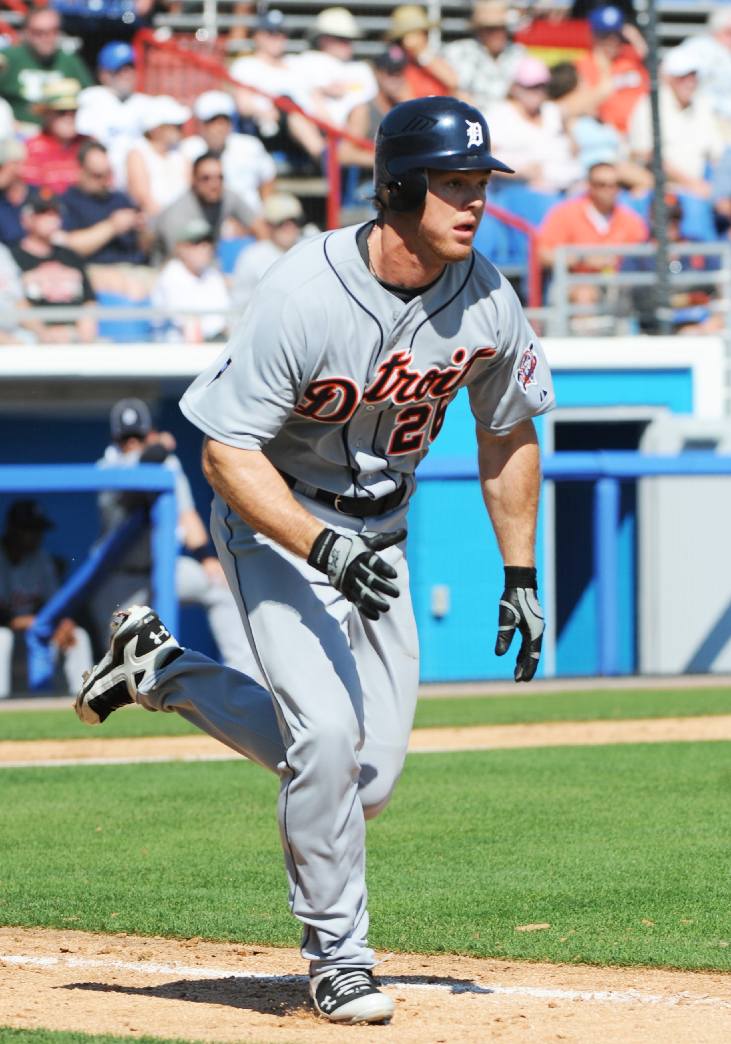 DUNEDIN, FL - FEBRUARY 26: Outfielder Brennan Boesch #26 of the Detroit Tigers runs to first base against the Toronto Blue Jays February 26, 2011 at Florida Auto Exchange Stadium in Dunedin, Florida. (Photo by Al Messerschmidt/Getty Images) DUNEDIN, FL - FEBRUARY 26: Outfielder Brennan Boesch #26 of the Detroit Tigers runs to first base against the Toronto Blue Jays February 26, 2011 at Florida Auto Exchange Stadium in Dunedin, Florida. (Photo by Al Messerschmidt/Getty Images)