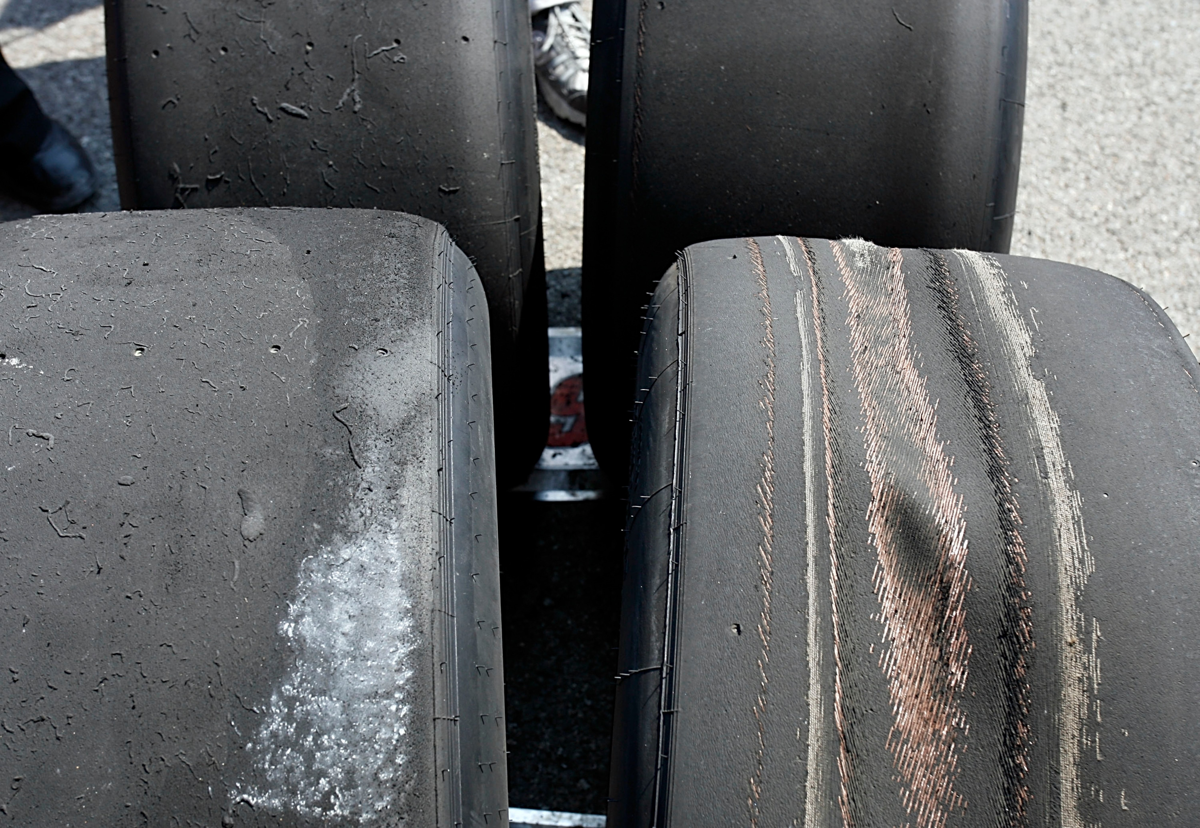 INDIANAPOLIS, IN - JULY 27: A general view of Goodyear tires during the NASCAR Sprint Cup Series Allstate 400 at the Brickyard at Indianapolis Motor Speedway on July 27, 2008 in Indianapolis, Indiana. (Photo by Jason Smith/Getty Images for NASCAR) INDIANAPOLIS, IN - JULY 27: A general view of Goodyear tires during the NASCAR Sprint Cup Series Allstate 400 at the Brickyard at Indianapolis Motor Speedway on July 27, 2008 in Indianapolis, Indiana. (Photo by Jason Smith/Getty Images for NASCAR)