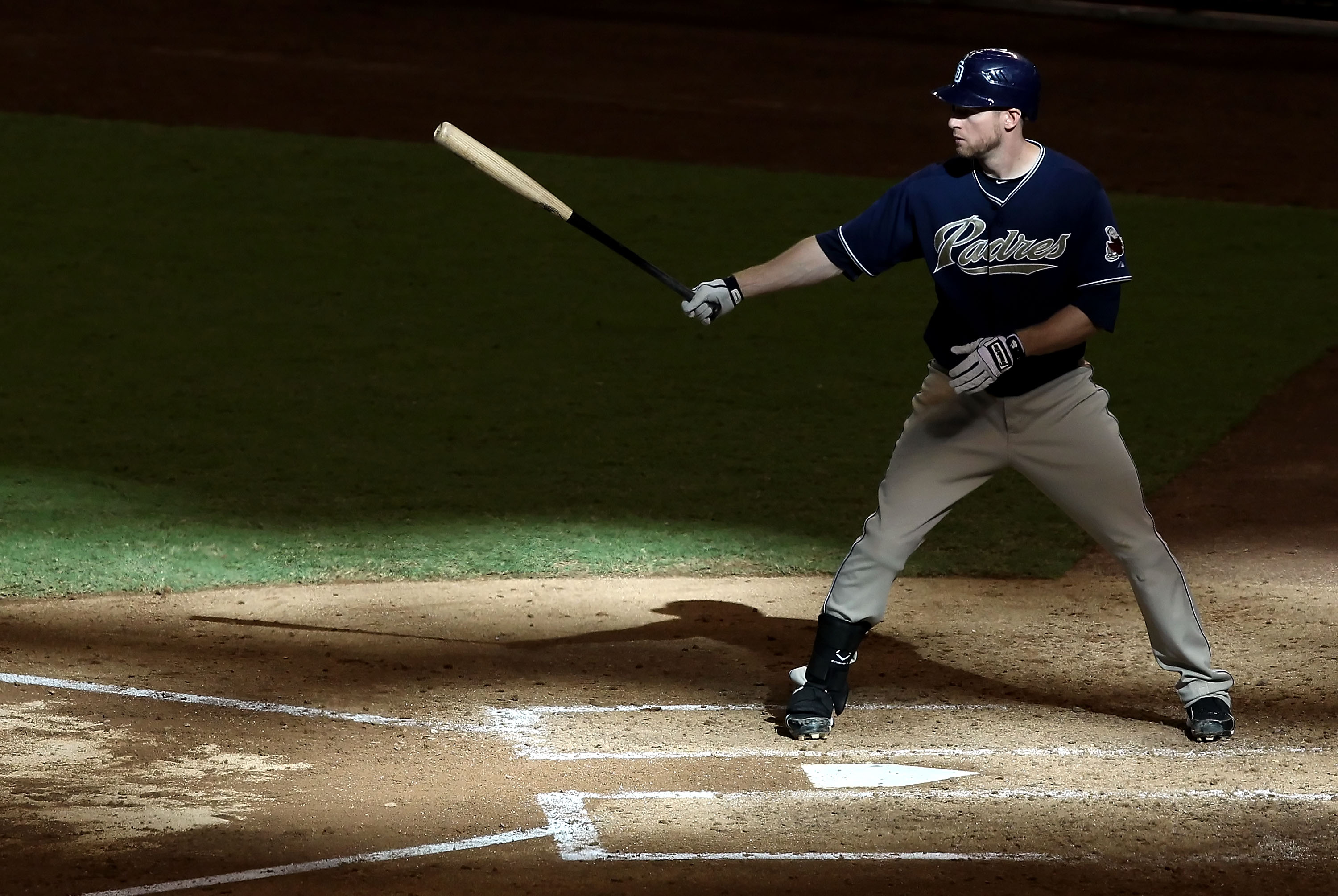 PHOENIX - SEPTEMBER 01:  Chase Headley #7 of the San Diego Padres at bat during the Major League Baseball game against the Arizona Diamondbacks at Chase Field on September 1, 2010 in Phoenix, Arizona.  The Diamondbacks defeated the Padres 5-2. (Photo by C