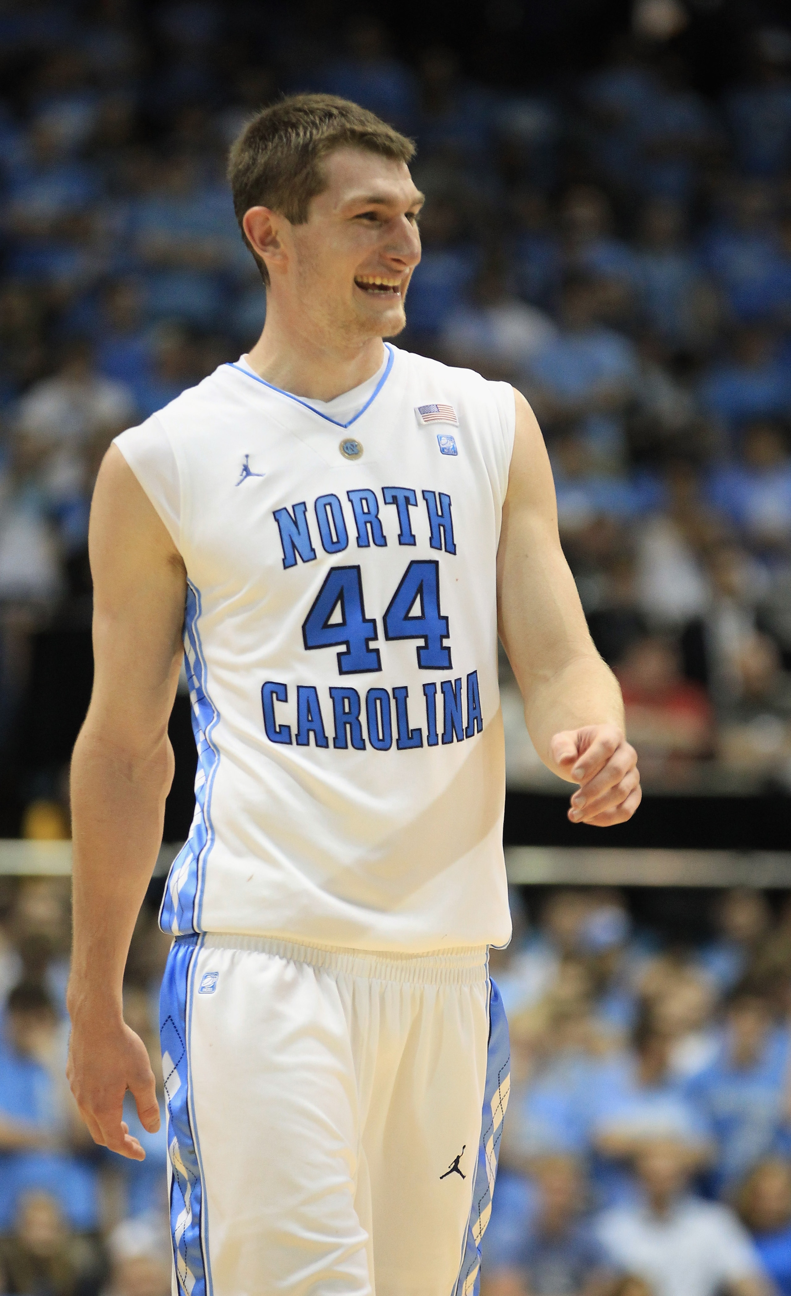 CHAPEL HILL, NC - FEBRUARY 27:  Tyler Zeller #44 of the North Carolina Tar Heels smiles during their game against the Maryland Terrapins at the Dean E. Smith Center on February 27, 2011 in Chapel Hill, North Carolina.  (Photo by Streeter Lecka/Getty Image