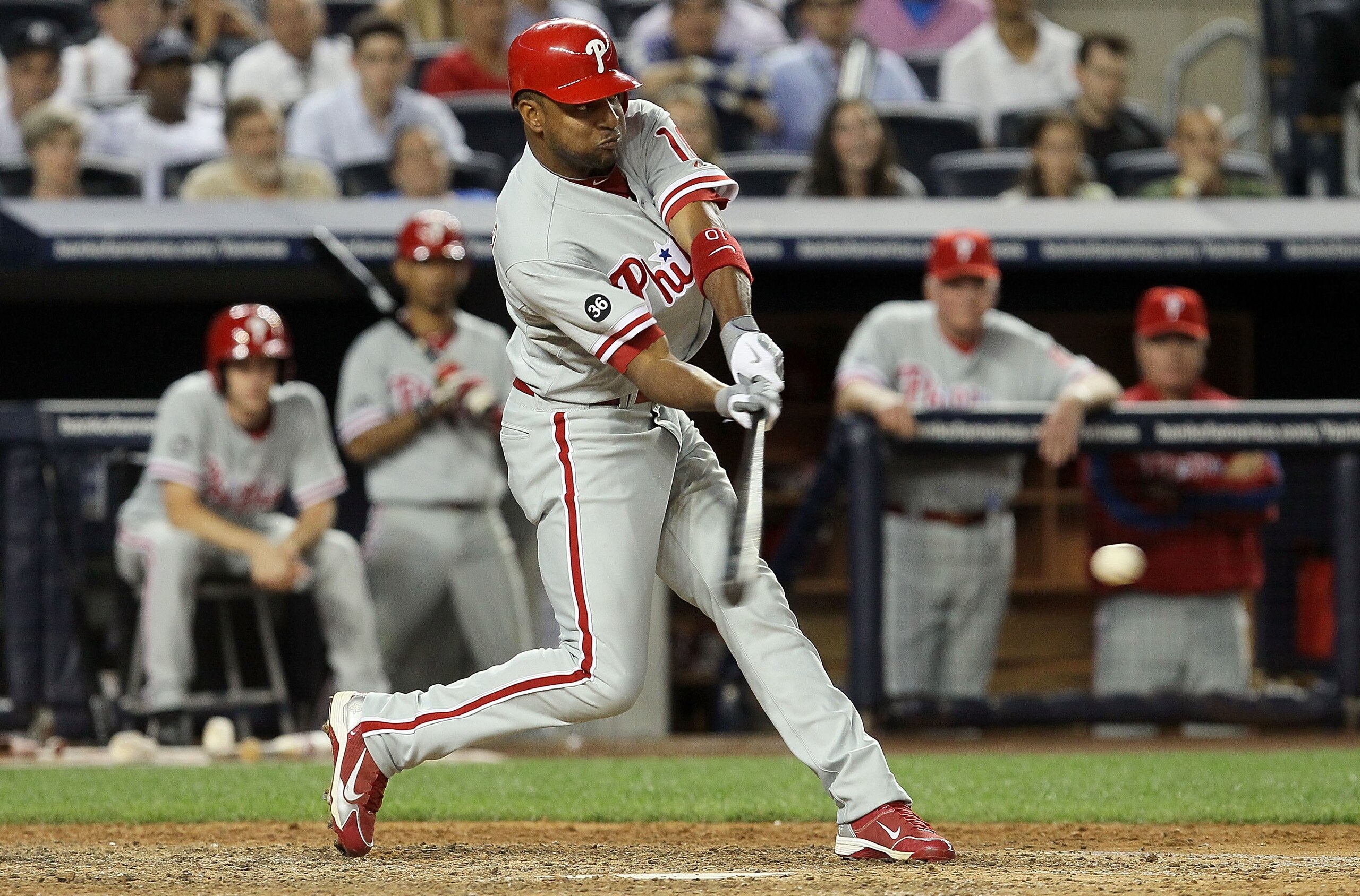 NEW YORK - JUNE 17: Ben Francisco #10 of the Philadelphia Phillies bats against the New York Yankees on June 17, 2010 at Yankee Stadium in the Bronx borough of New York City. The Phillies defeated the Yankees 7-1. (Photo by Jim McIsaac/Getty Images) NEW YORK - JUNE 17: Ben Francisco #10 of the Philadelphia Phillies bats against the New York Yankees on June 17, 2010 at Yankee Stadium in the Bronx borough of New York City. The Phillies defeated the Yankees 7-1. (Photo by Jim McIsaac/Getty Images)