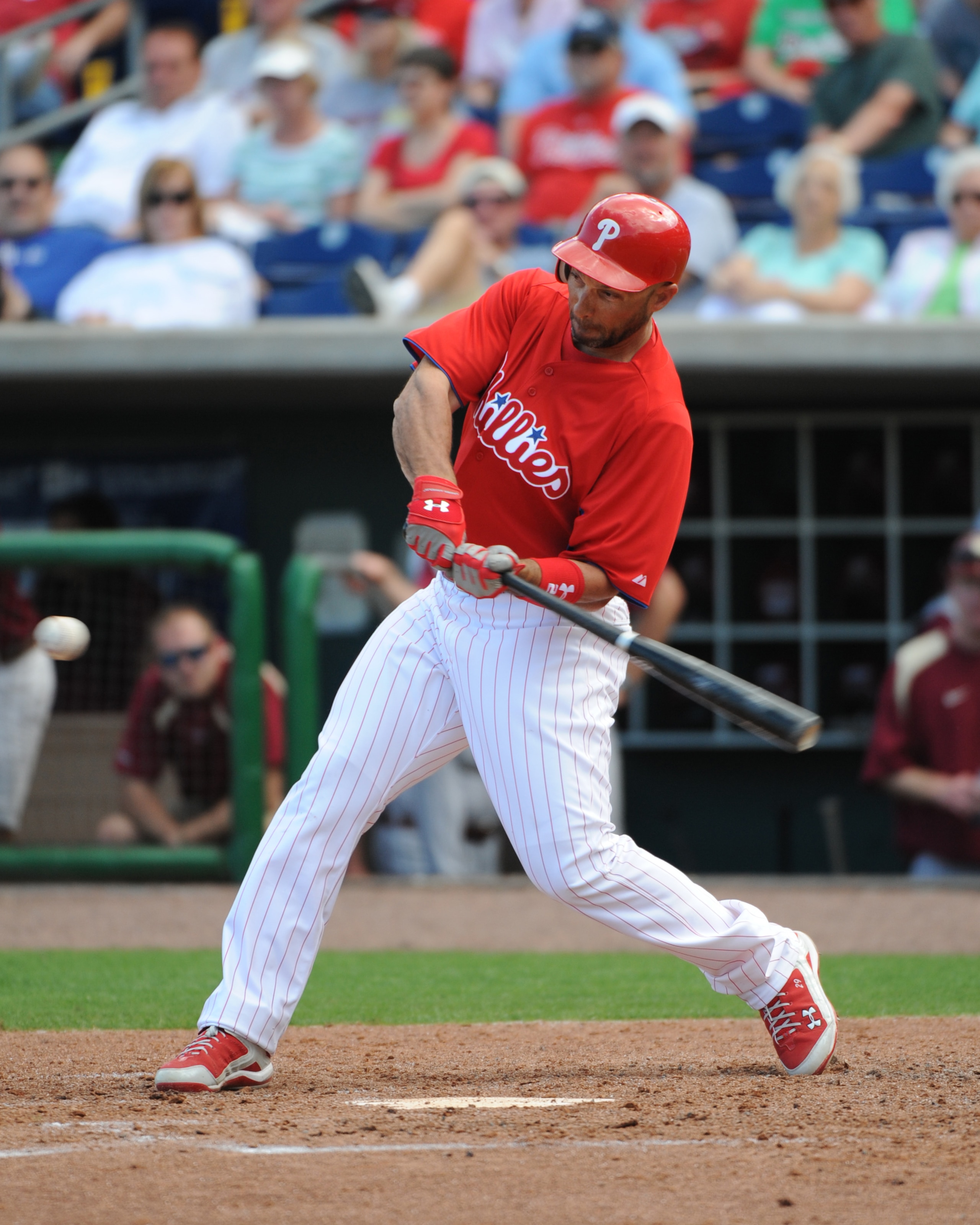 CLEARWATER, FL - FEBRUARY 24: Outfielder Raul Ibanez #29 of the Philadelphia Phillies bats against the Florida State Seminoles February 24, 2011 at Bright House Field in Clearwater, Florida. (Photo by Al Messerschmidt/Getty Images) CLEARWATER, FL - FEBRUARY 24: Outfielder Raul Ibanez #29 of the Philadelphia Phillies bats against the Florida State Seminoles February 24, 2011 at Bright House Field in Clearwater, Florida. (Photo by Al Messerschmidt/Getty Images)