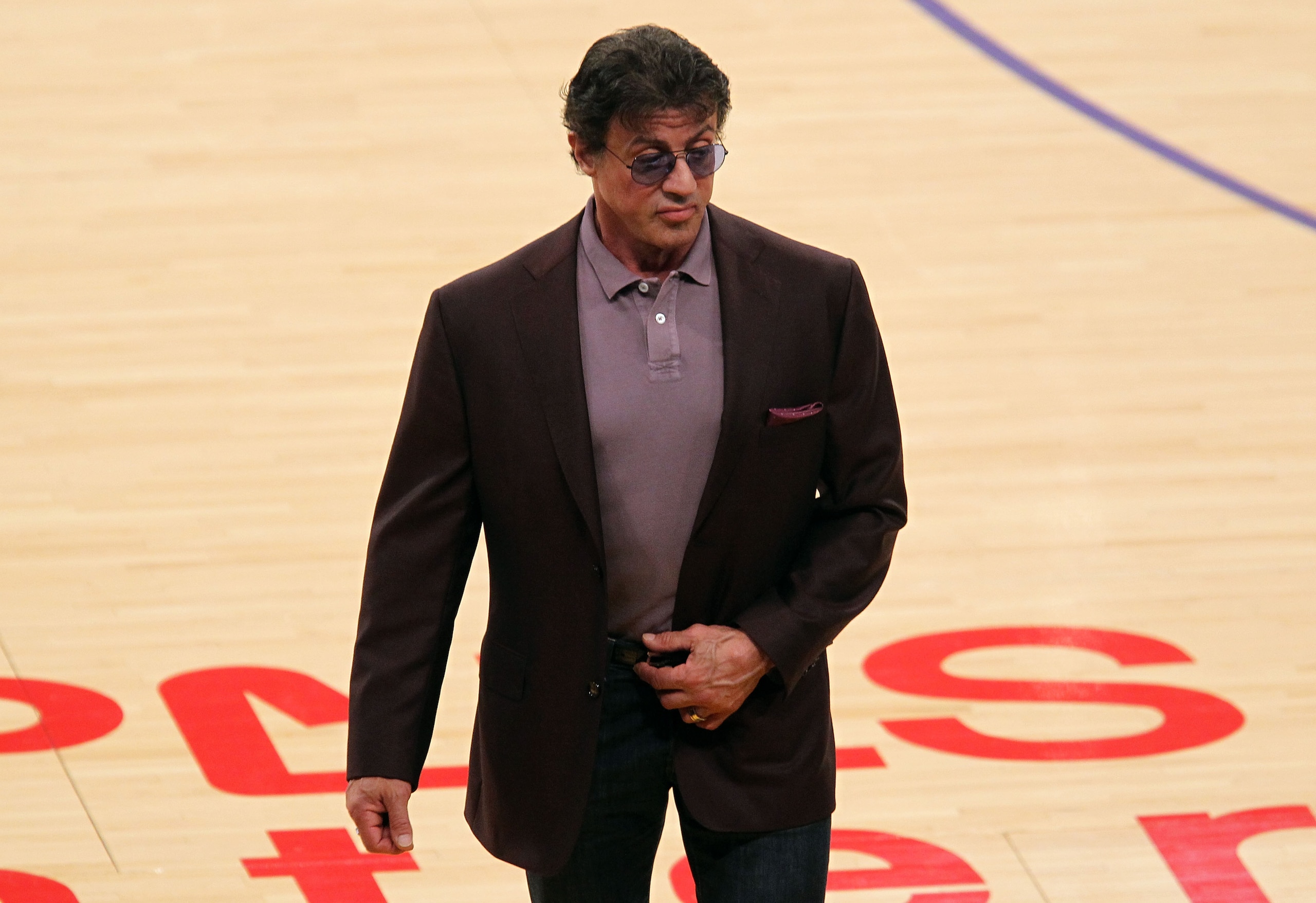 LOS ANGELES, CA - JUNE 06:  Actor Sylvester Stallone attends  Game Two of the 2010 NBA Finals between the Boston Celtics and the Los Angeles Lakers at Staples Center on June 6, 2010 in Los Angeles, California. NOTE TO USER: User expressly acknowledges and
