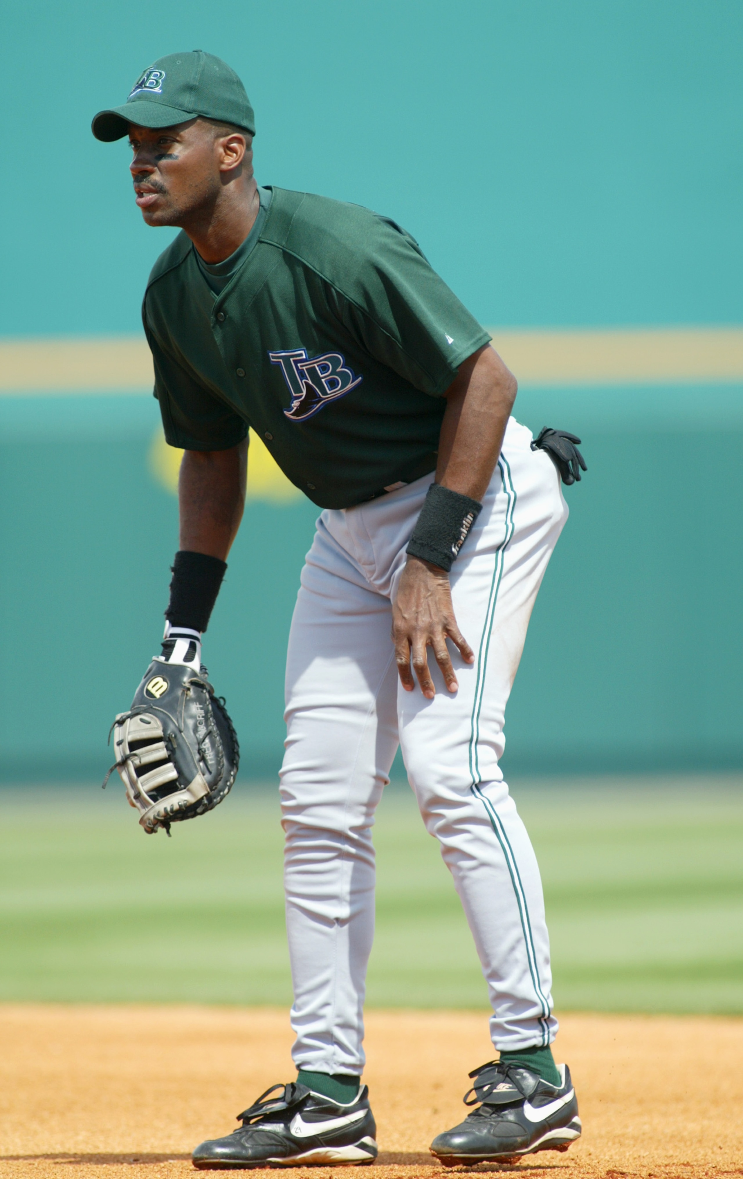 BRADENTON , FL- MARCH 9:  Fred McGriff #29 of the Tampa Bay Devil Rays in the field during the Spring Training game against the Pittsburgh Pirates on March 9, 2004 at MeKechnie Field in Bradenton, Florida. (Photo by Rick Stewart/Getty Images)
