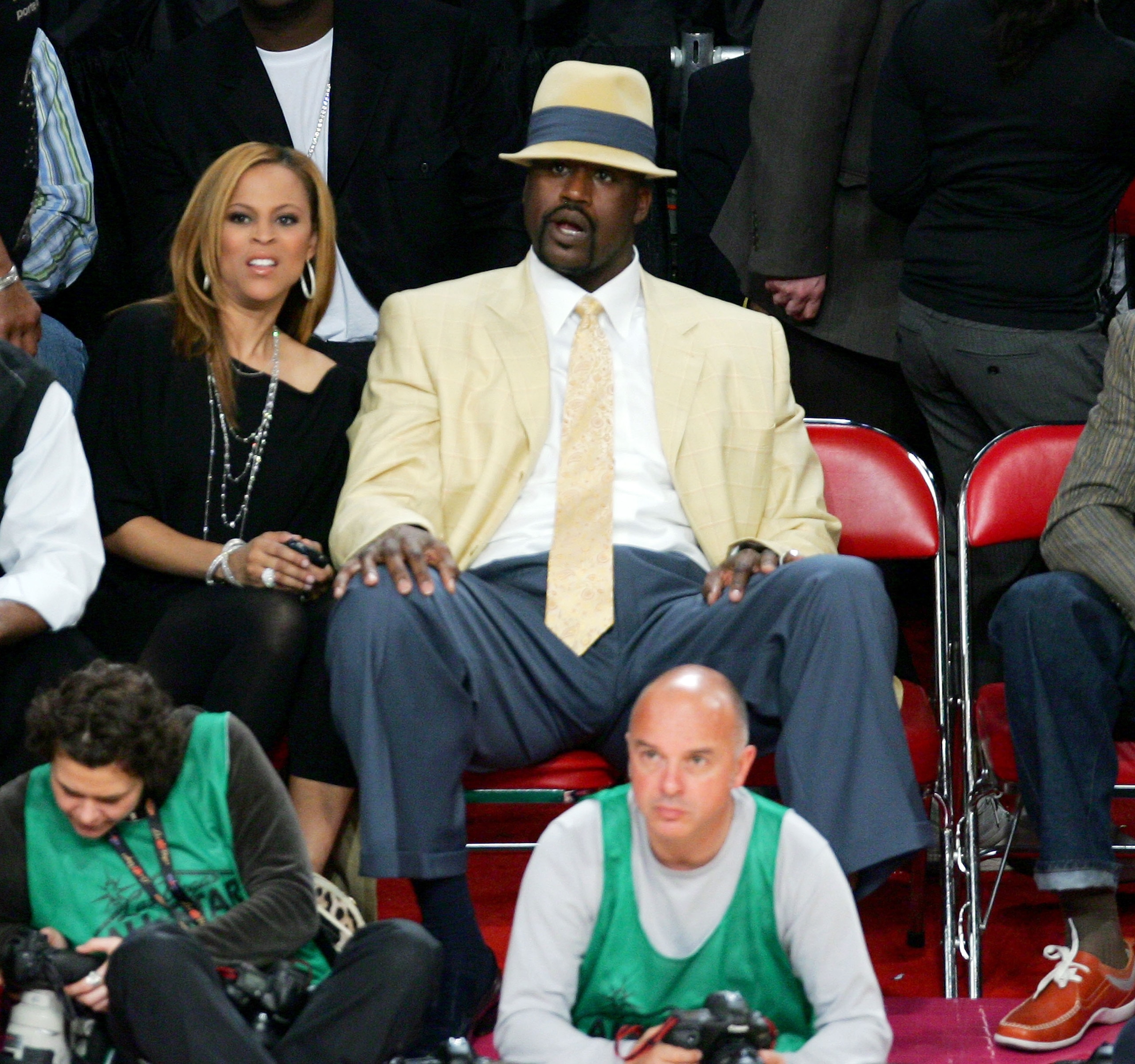 LAS VEGAS - FEBRUARY 17:  NBA's Shaquille O'Neal (R) and wife Shaunie O'Neal at NBA All-Star Saturday Night at Thomas & Mack Center February 17, 2007 in Las Vegas, Nevada.  (Photo by Ethan Miller/Getty Images)