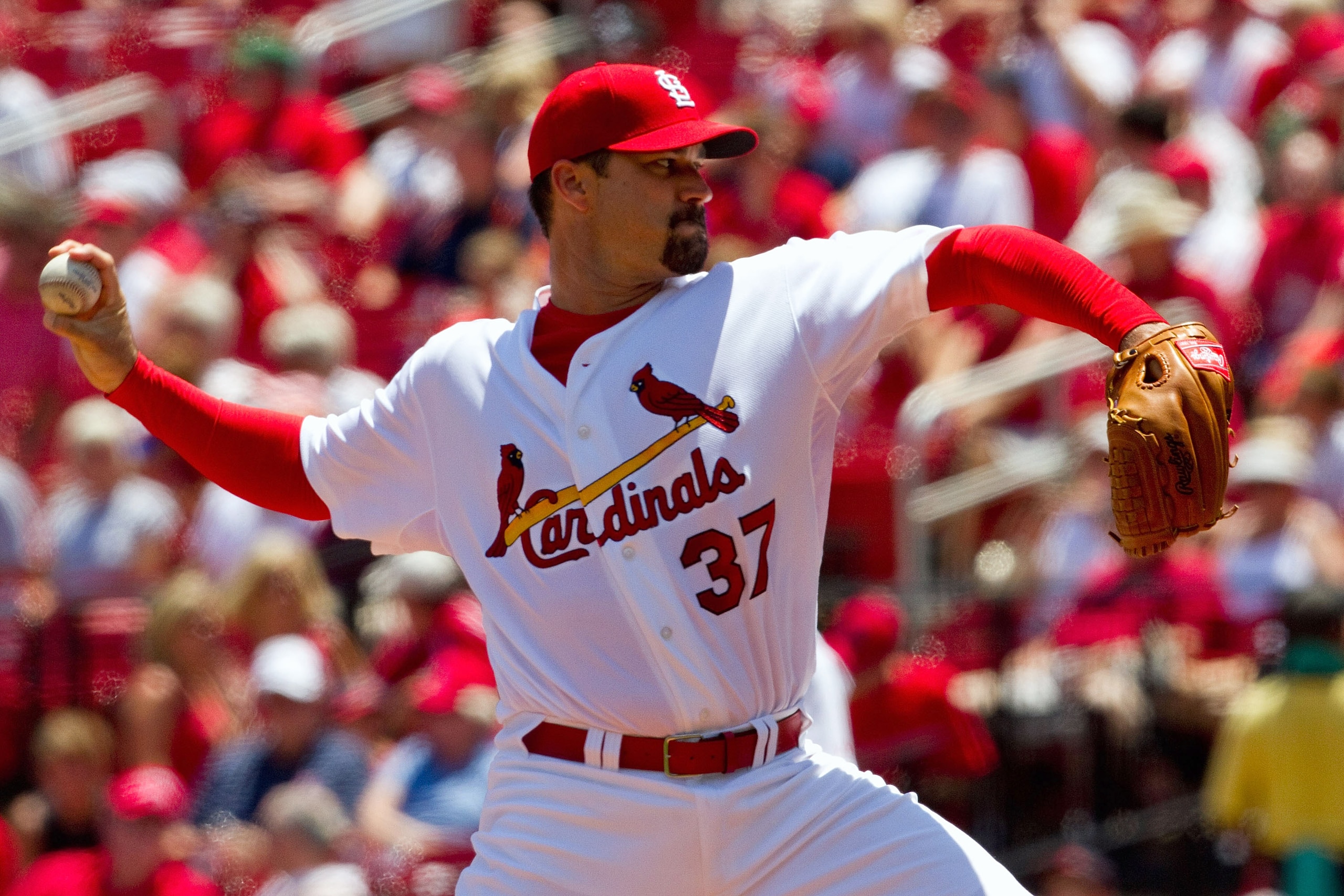 ST. LOUIS - JUNE 30: Starting pitcher Jeff Suppan #37 of the St. Louis Cardinals throws against the Arizona Diamondbacks at Busch Stadium on June 30, 2010 in St. Louis, Missouri. (Photo by Dilip Vishwanat/Getty Images) ST. LOUIS - JUNE 30: Starting pitcher Jeff Suppan #37 of the St. Louis Cardinals throws against the Arizona Diamondbacks at Busch Stadium on June 30, 2010 in St. Louis, Missouri. (Photo by Dilip Vishwanat/Getty Images)
