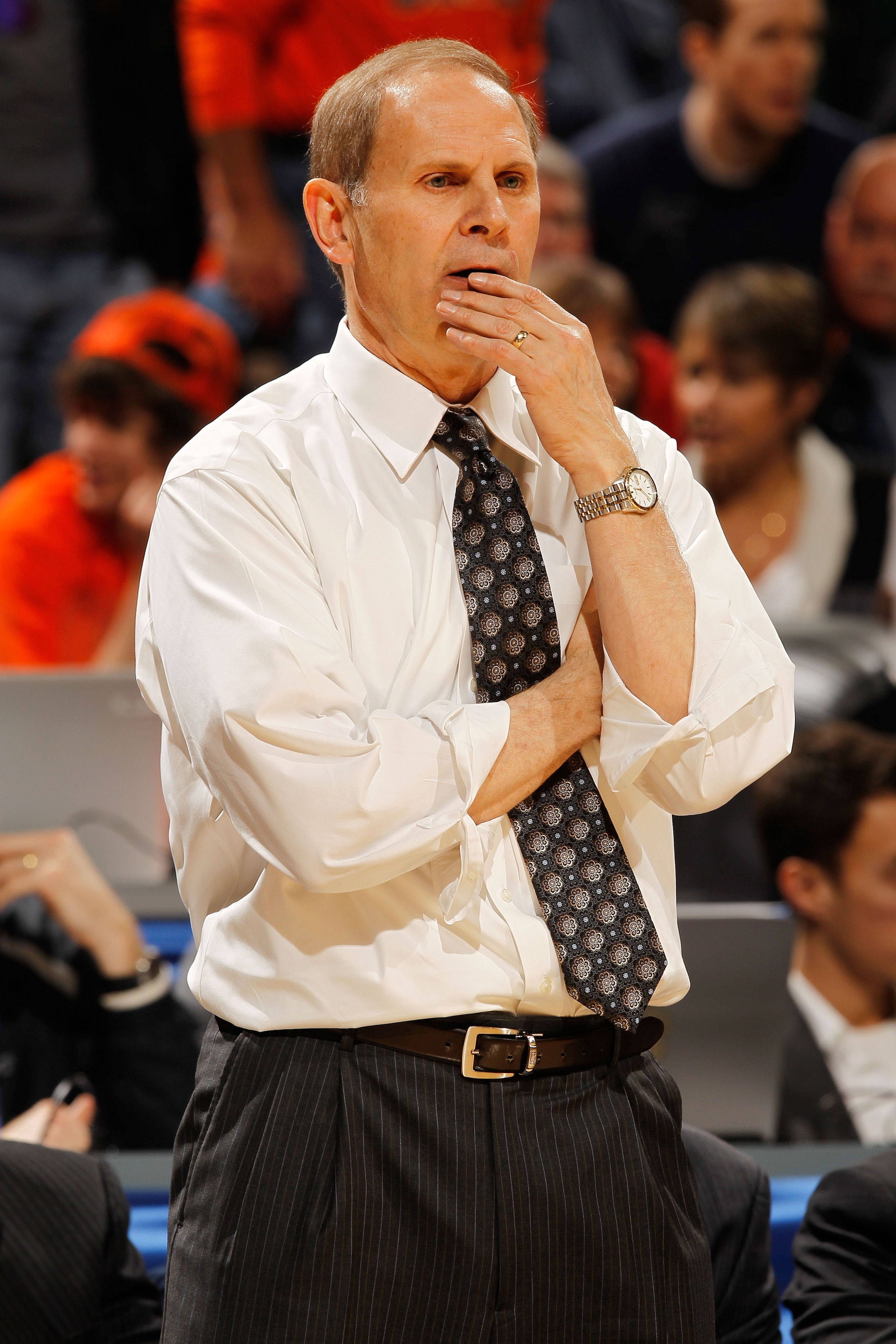 INDIANAPOLIS - MARCH 12:  Head coach John Beilein of the Michigan Wolverines watches action during the game against the Ohio State Buckeyes in the quarterfinals of the Big Ten Men's Basketball Tournament at Conseco Fieldhouse on March 12, 2010 in Indianap