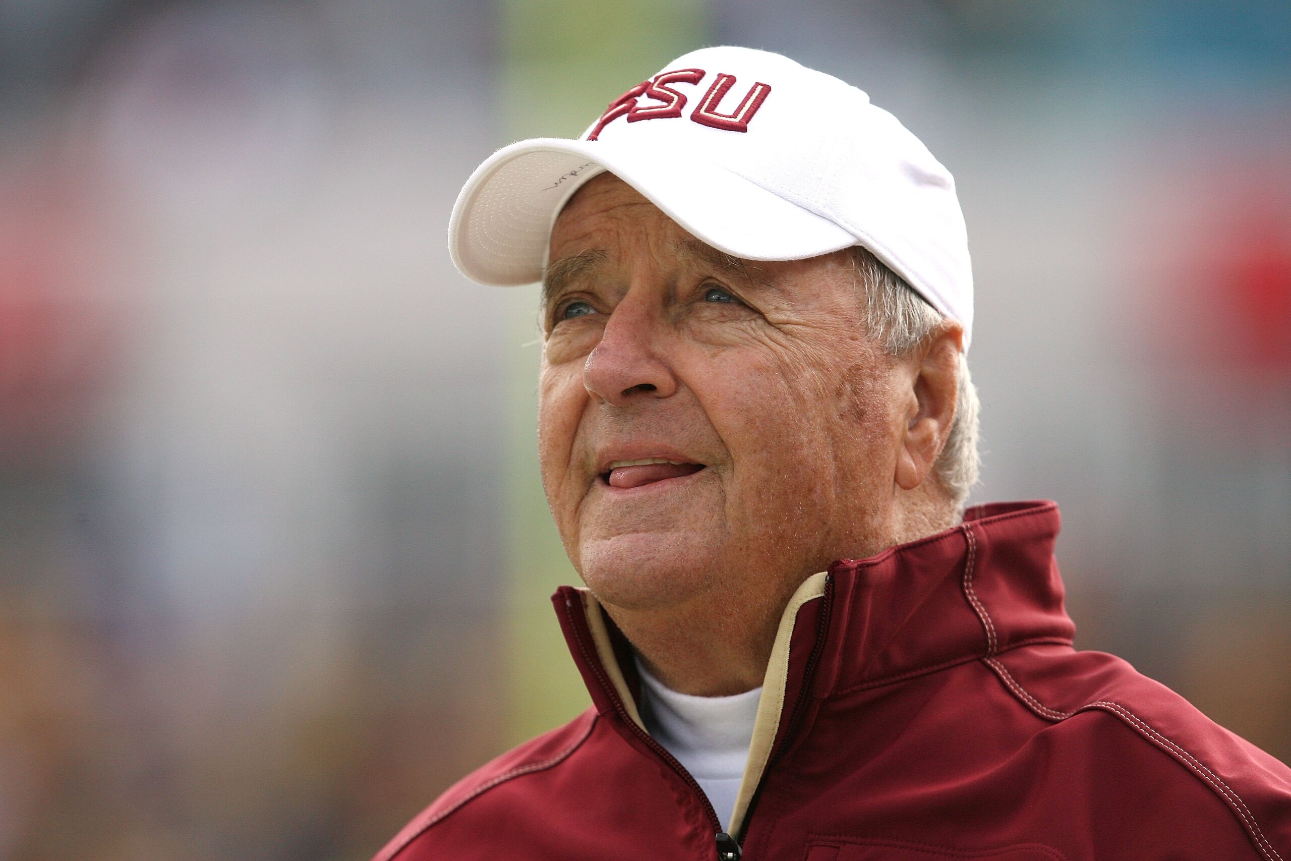 JACKSONVILLE, FL - JANUARY 01:  Head coach Bobby Bowden of the Florida State Seminoles watches his team take on the West Virginia Mountaineers during the Konica Minolta Gator Bowl on January 1, 2010 in Jacksonville, Florida. Florida State defeated West Vi