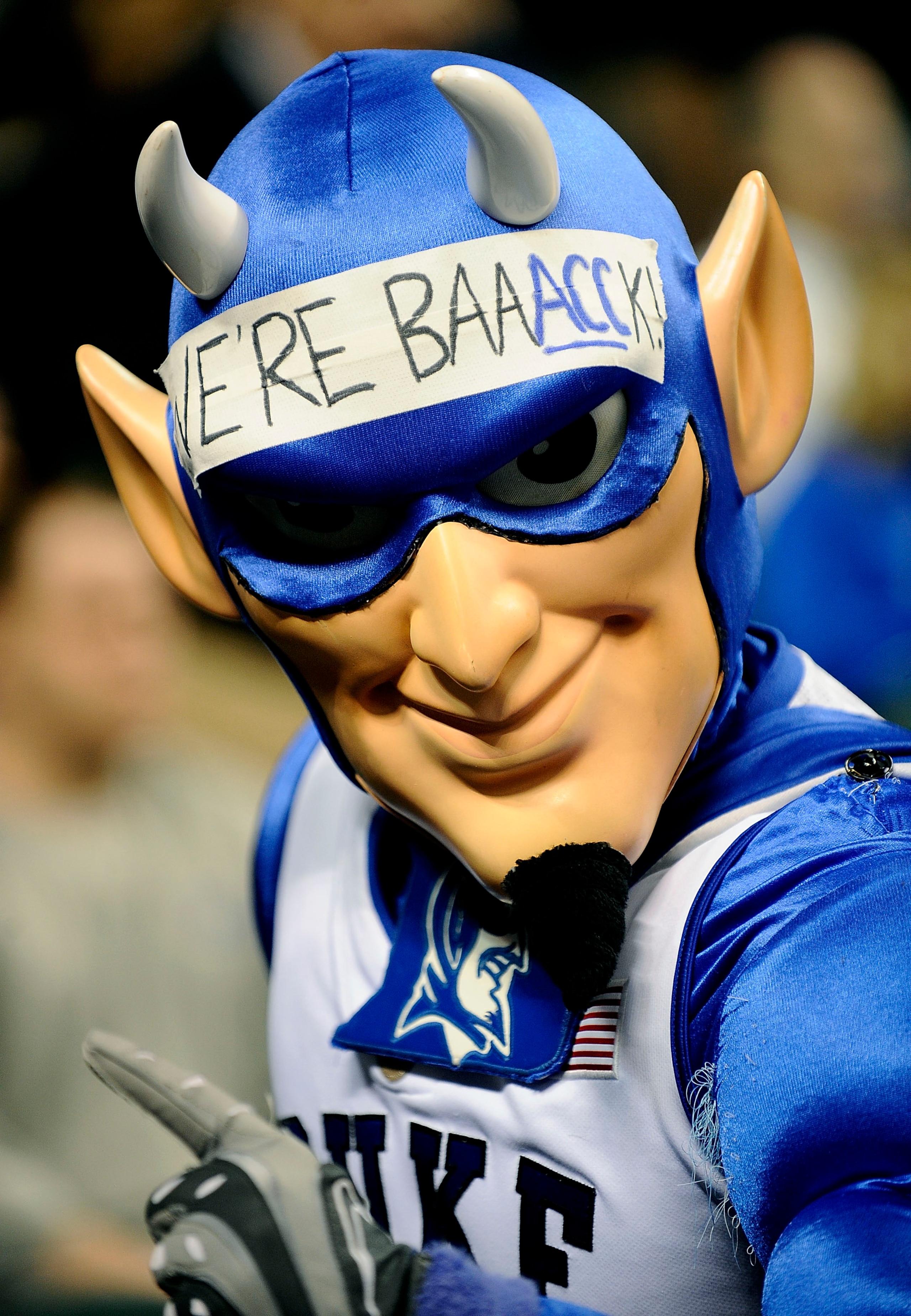 GREENSBORO, NC - MARCH 14: The Duke Blue Devil is shown during a game against the Georgia Tech Yellow Jackets in the championship game of the 2010 ACC Men's Basketball Tournament at the Greensboro Coliseum on March 14, 2010 in Greensboro, North Carolina. GREENSBORO, NC - MARCH 14: The Duke Blue Devil is shown during a game against the Georgia Tech Yellow Jackets in the championship game of the 2010 ACC Men's Basketball Tournament at the Greensboro Coliseum on March 14, 2010 in Greensboro, North Carolina.