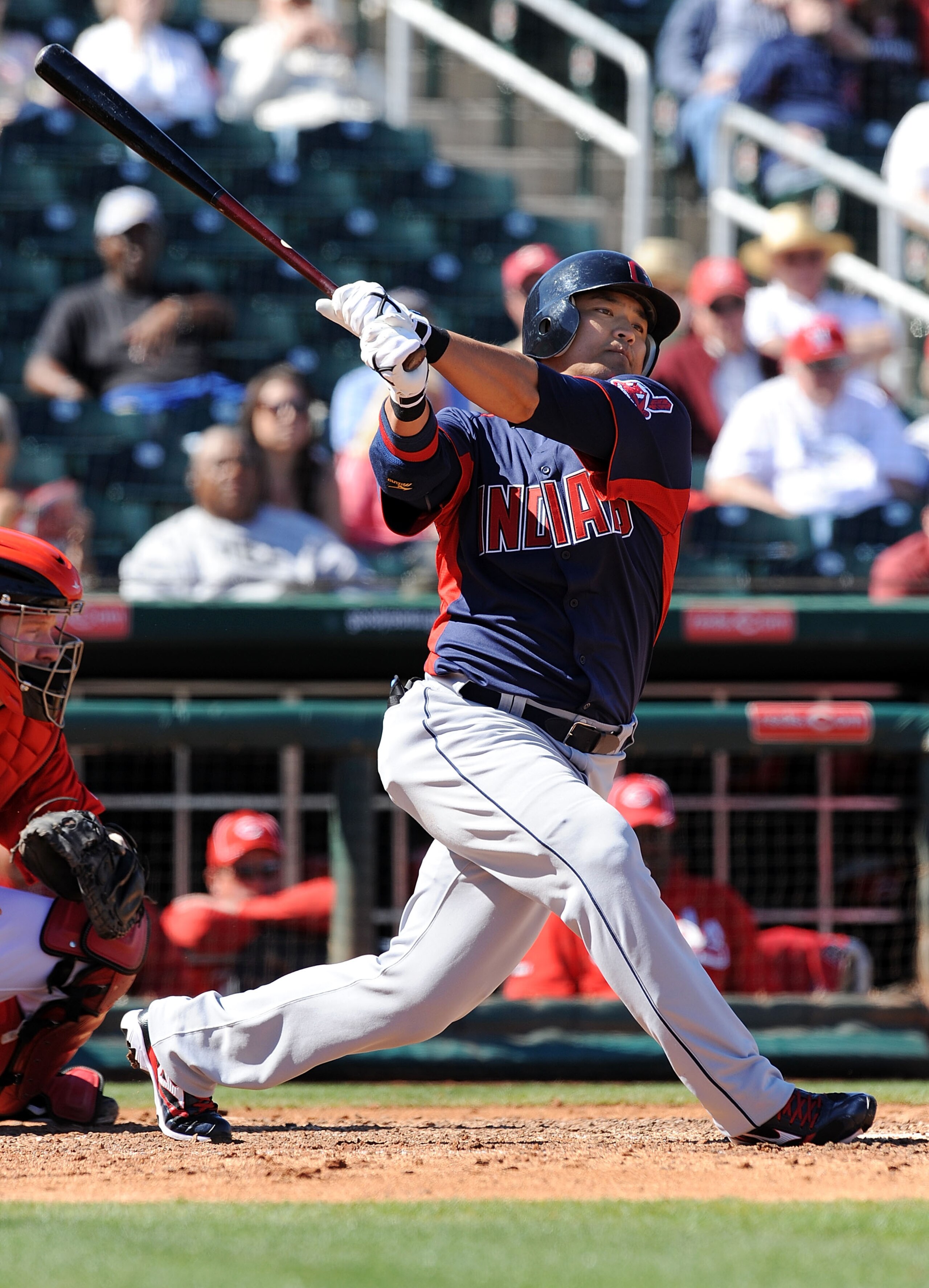 GOODYEAR, AZ - FEBRUARY 28: Shin-soo Choo #17 of the Cleveland Indians follows through on his swing against the Cincinnati Reds at Goodyear Ballpark on February 28, 2011 in Goodyear, Arizona. (Photo by Norm Hall/Getty Images) GOODYEAR, AZ - FEBRUARY 28: Shin-soo Choo #17 of the Cleveland Indians follows through on his swing against the Cincinnati Reds at Goodyear Ballpark on February 28, 2011 in Goodyear, Arizona. (Photo by Norm Hall/Getty Images)