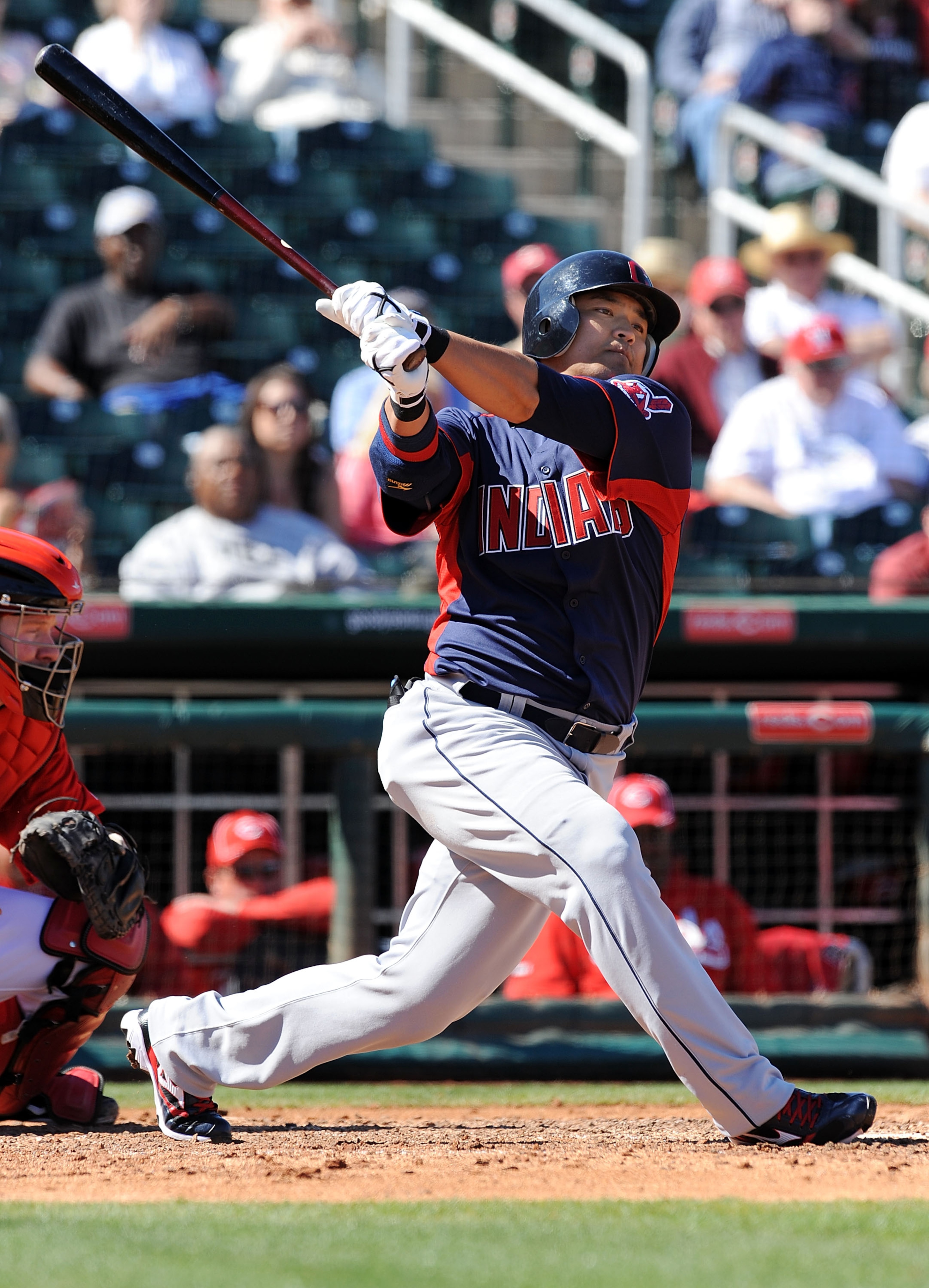 GOODYEAR, AZ - FEBRUARY 28: Shin-soo Choo #17 of the Cleveland Indians follows through on his swing against the Cincinnati Reds at Goodyear Ballpark on February 28, 2011 in Goodyear, Arizona. (Photo by Norm Hall/Getty Images) GOODYEAR, AZ - FEBRUARY 28: Shin-soo Choo #17 of the Cleveland Indians follows through on his swing against the Cincinnati Reds at Goodyear Ballpark on February 28, 2011 in Goodyear, Arizona. (Photo by Norm Hall/Getty Images)