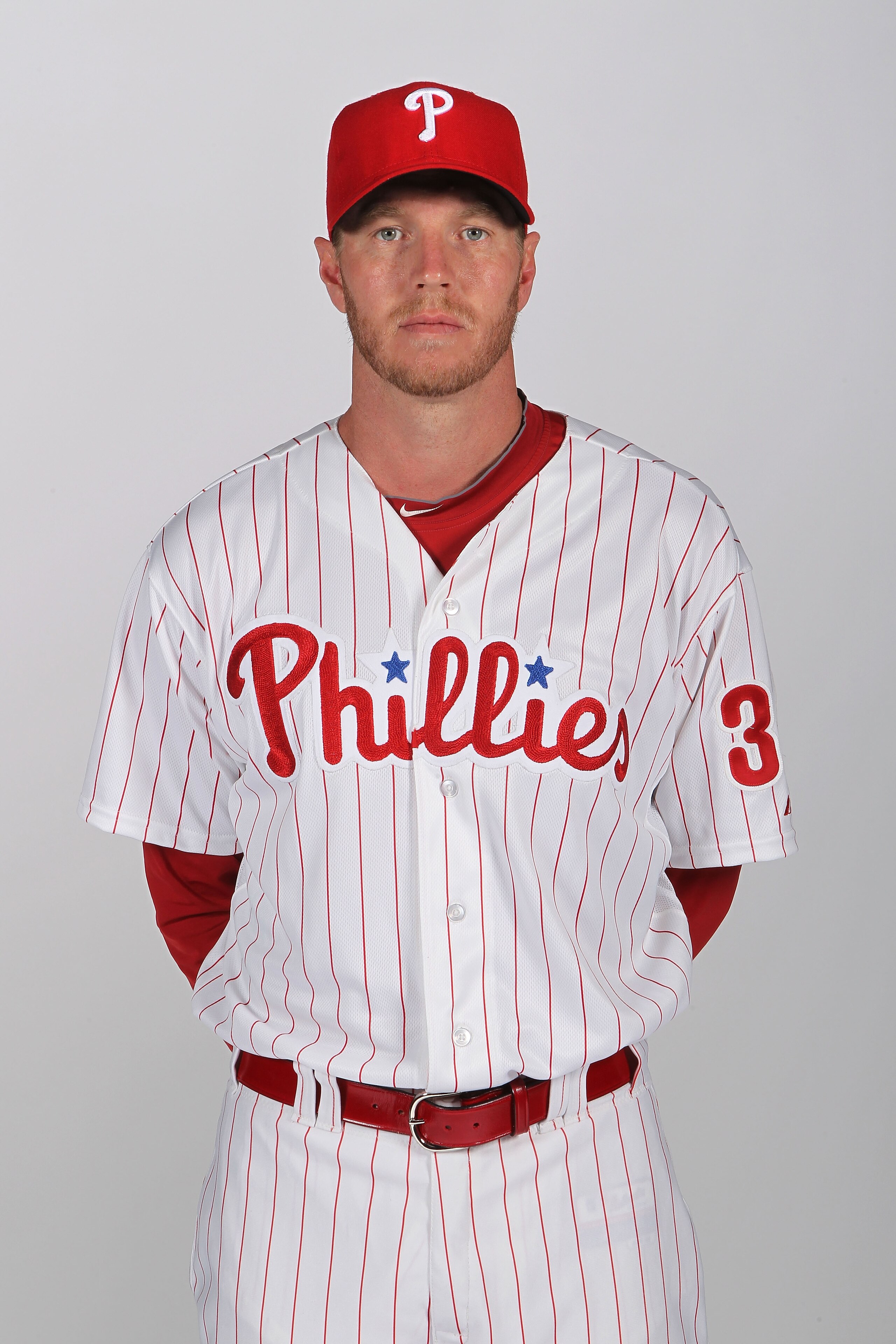 CLEARWATER, FL - FEBRUARY 22:  Roy Halladay #34 of the Philadelphia Phillies poses for a photo during Spring Training Media Photo Day at Bright House Networks Field on February 22, 2011 in Clearwater, Florida.  (Photo by Nick Laham/Getty Images)