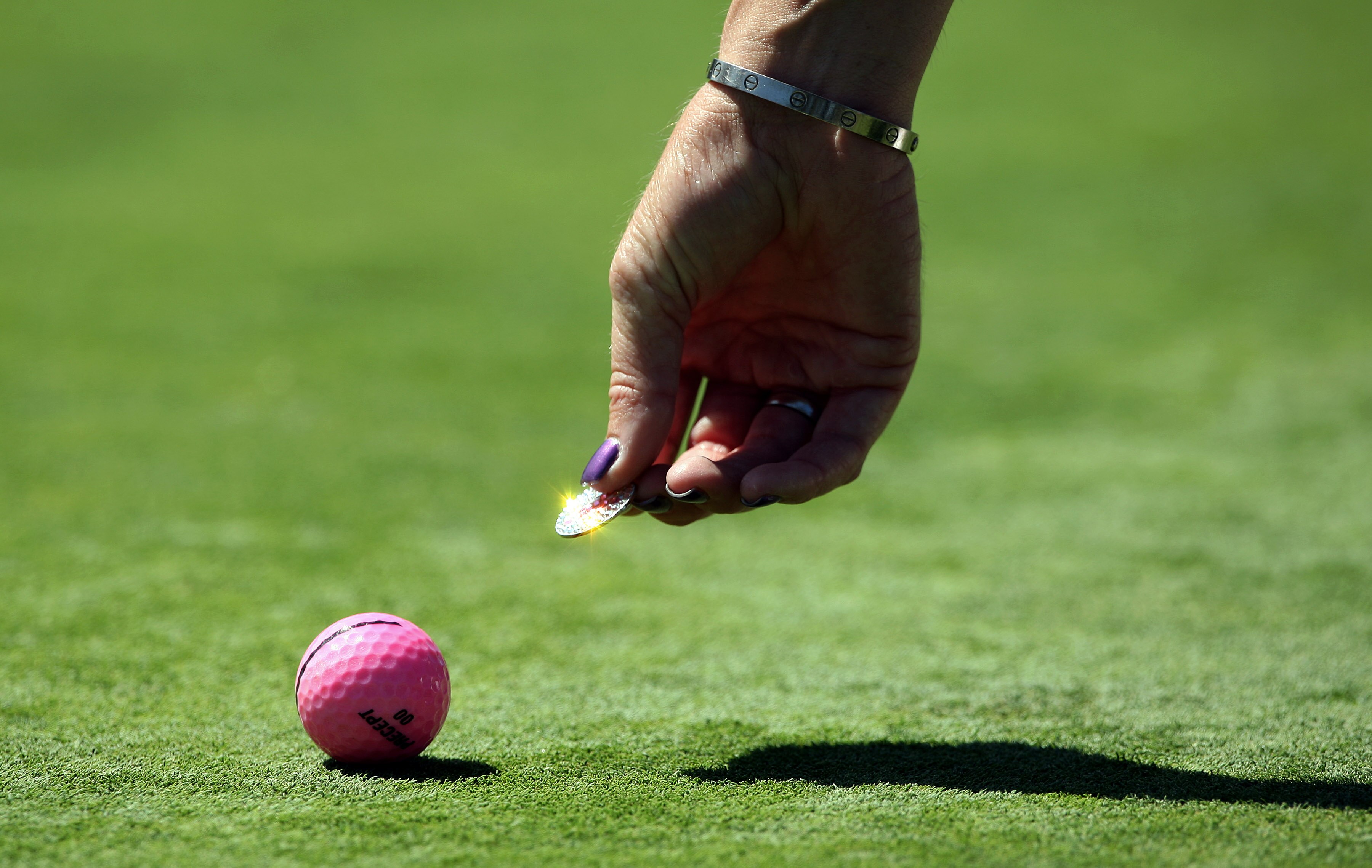 LA JOLLA, CA - SEPTEMBER 20: A detail of Paula Creamer marking her ball on the 6th green during the final round of the LPGA Samsung World Championship on September 20, 2009 at Torrey Pines Golf Course in La Jolla, California.  (Photo By Donald Miralle/Get