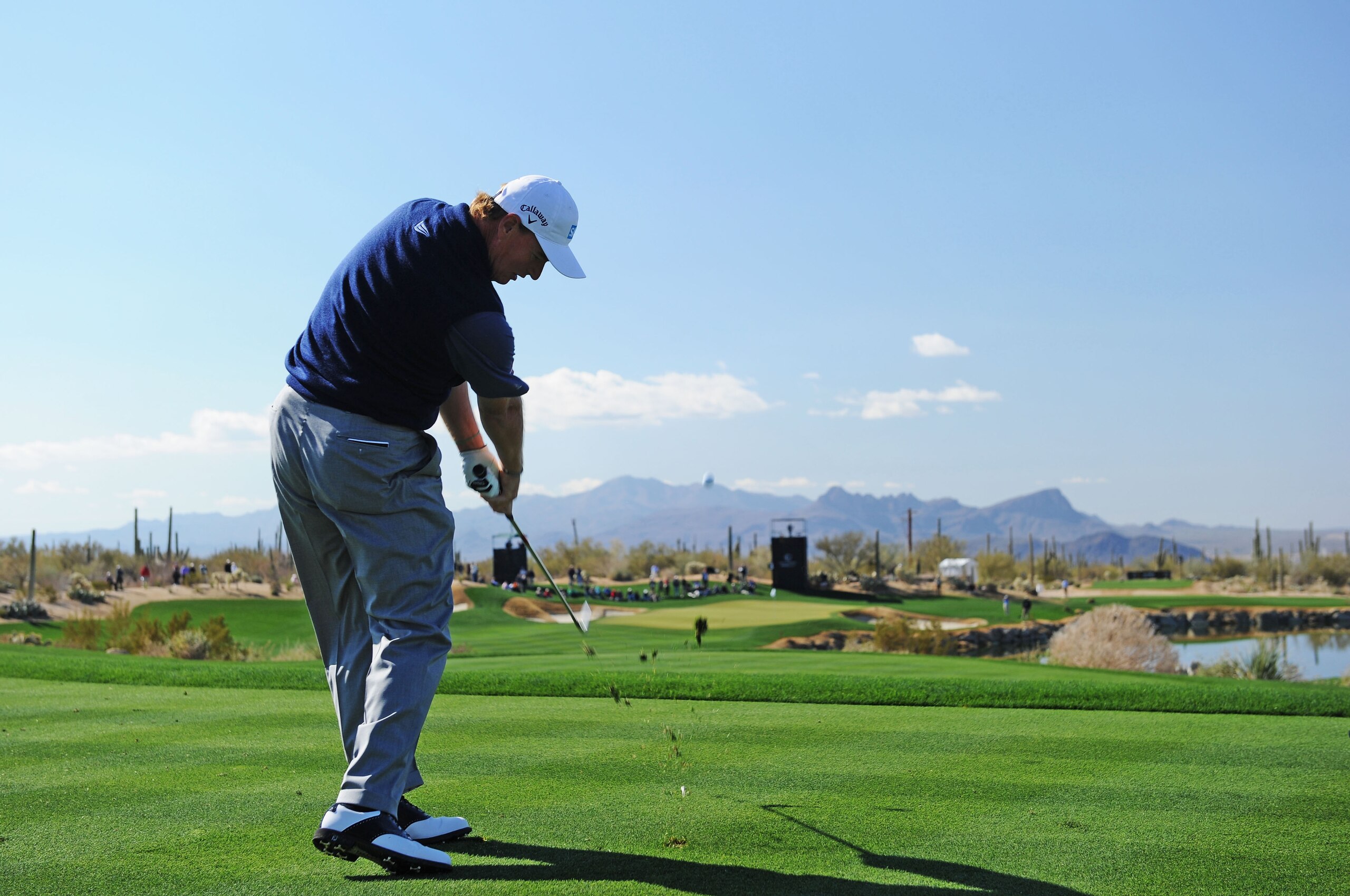 MARANA, AZ - FEBRUARY 24:  Ernie Els of South Africa plays his tee shot on the fifth hole during the second round of the Accenture Match Play Championship at the Ritz-Carlton Golf Club on February 24, 2011 in Marana, Arizona.  (Photo by Stuart Franklin/Ge