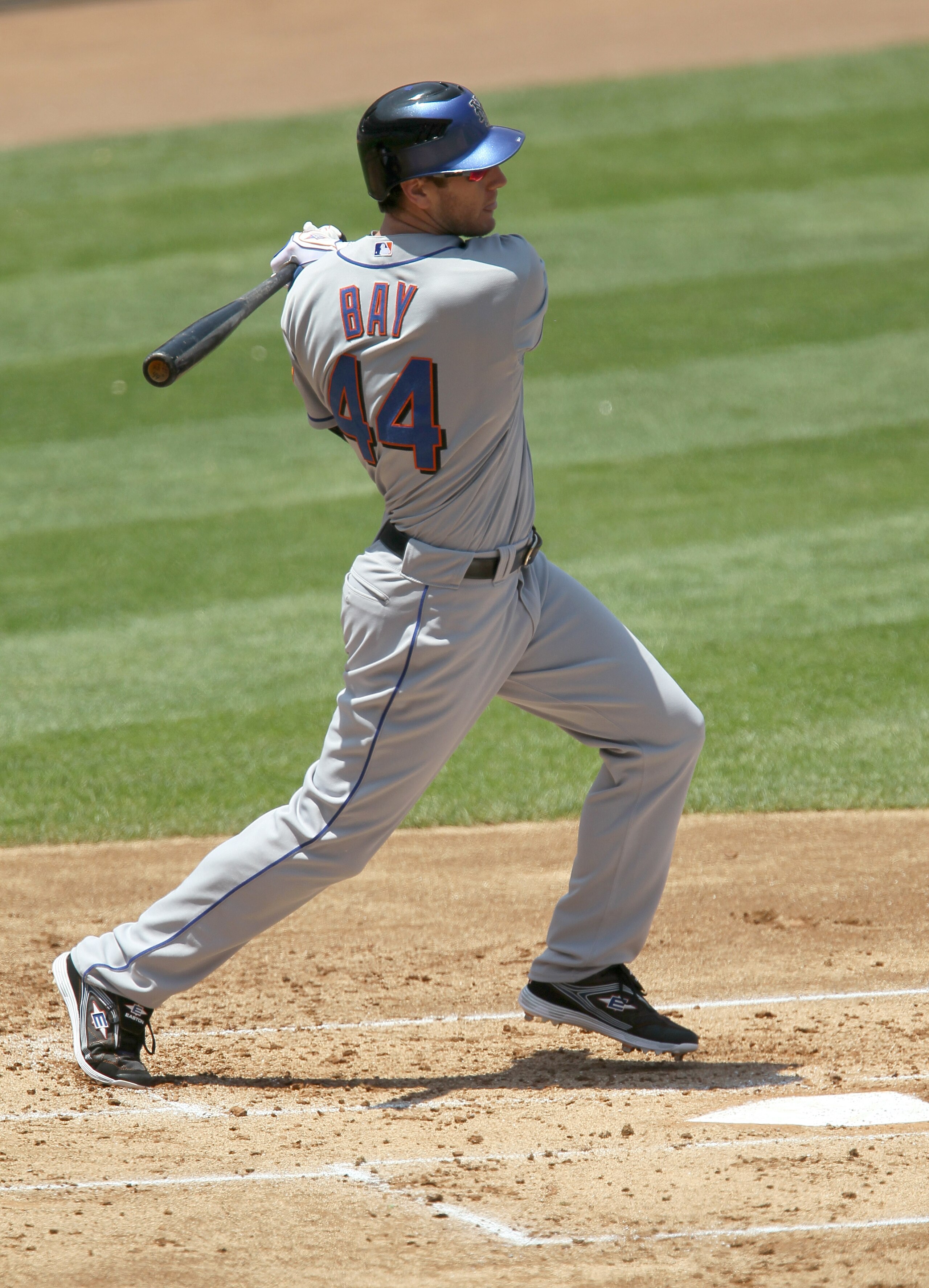 LOS ANGELES, CA - JULY 25: Jason Bay #44 of the New York Mets bats against the Los Angeles Dodgers on July 25, 2010 at Dodger Stadium in Los Angeles, California. The Dodgers won 1-0. (Photo by Stephen Dunn/Getty Images) LOS ANGELES, CA - JULY 25: Jason Bay #44 of the New York Mets bats against the Los Angeles Dodgers on July 25, 2010 at Dodger Stadium in Los Angeles, California. The Dodgers won 1-0. (Photo by Stephen Dunn/Getty Images)