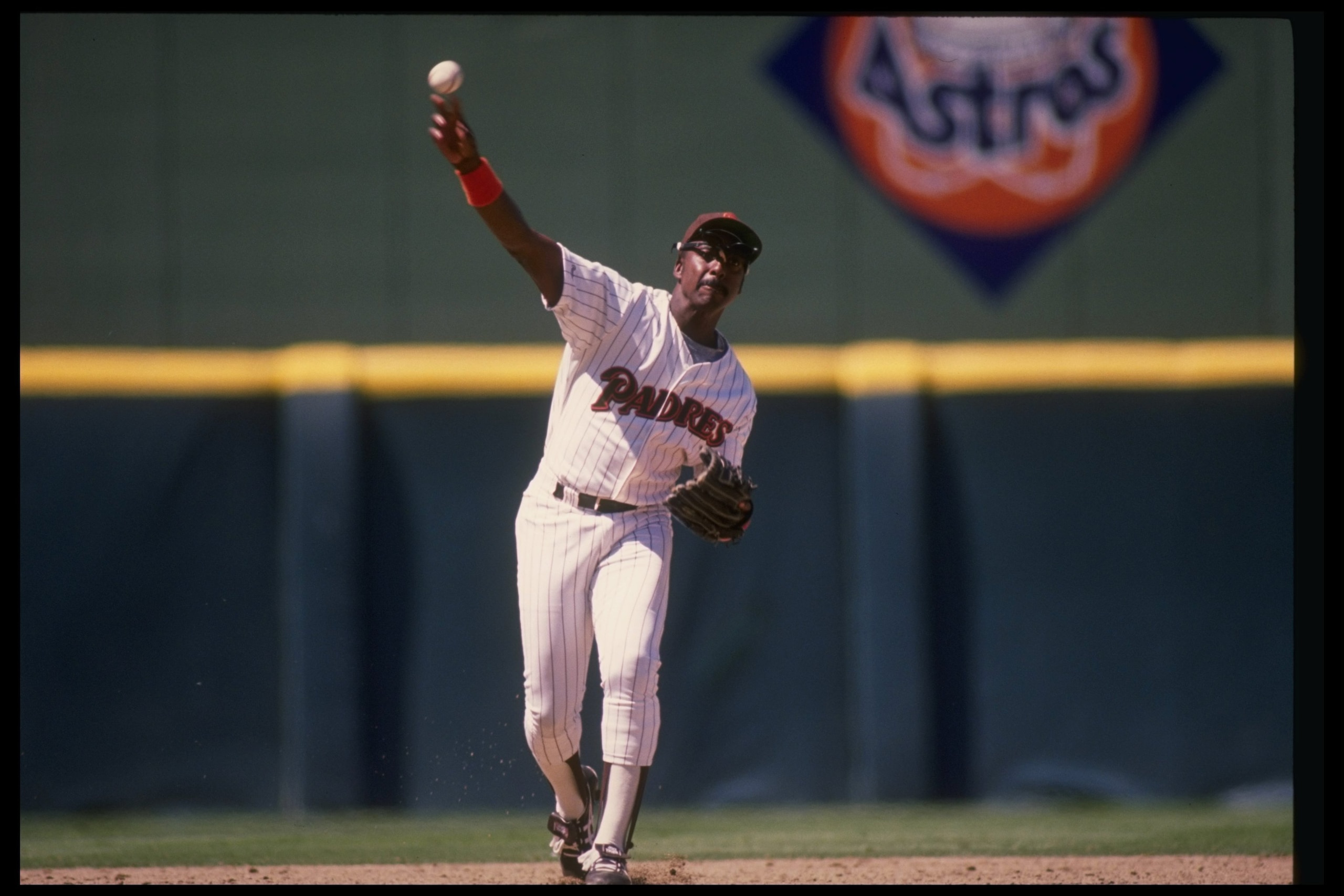 1989:  Garry Templeton of the San Diego Padres throws the ball during a game at Jack Murphy Stadium in San Diego, California. Mandatory Credit: Sean Haffy  /Allsport