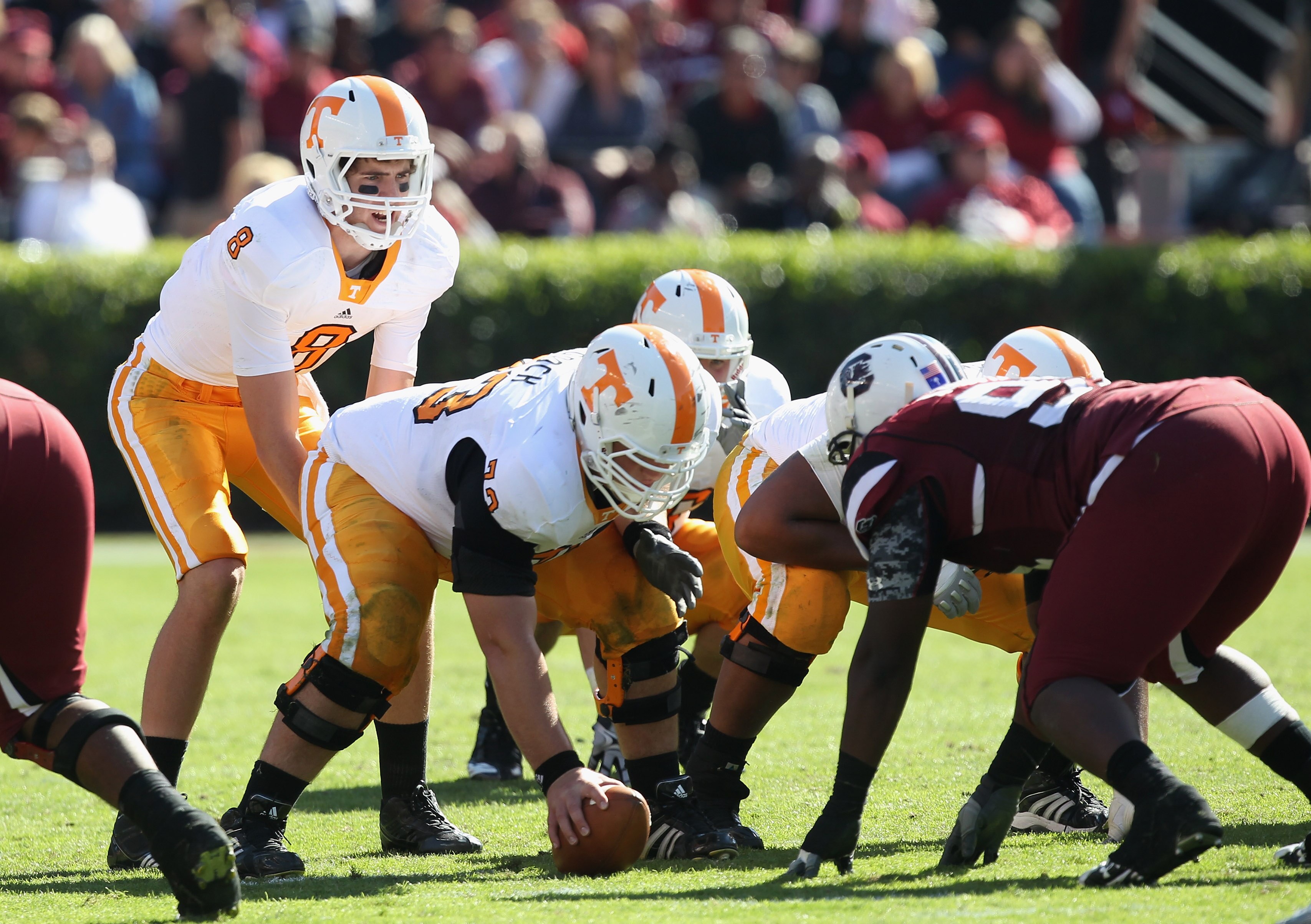 COLUMBIA, SC - OCTOBER 30:  Tyler Bray #8 of the Tennessee Volunteers against the South Carolina Gamecocks during their game at Williams-Brice Stadium on October 30, 2010 in Columbia, South Carolina.  (Photo by Streeter Lecka/Getty Images)