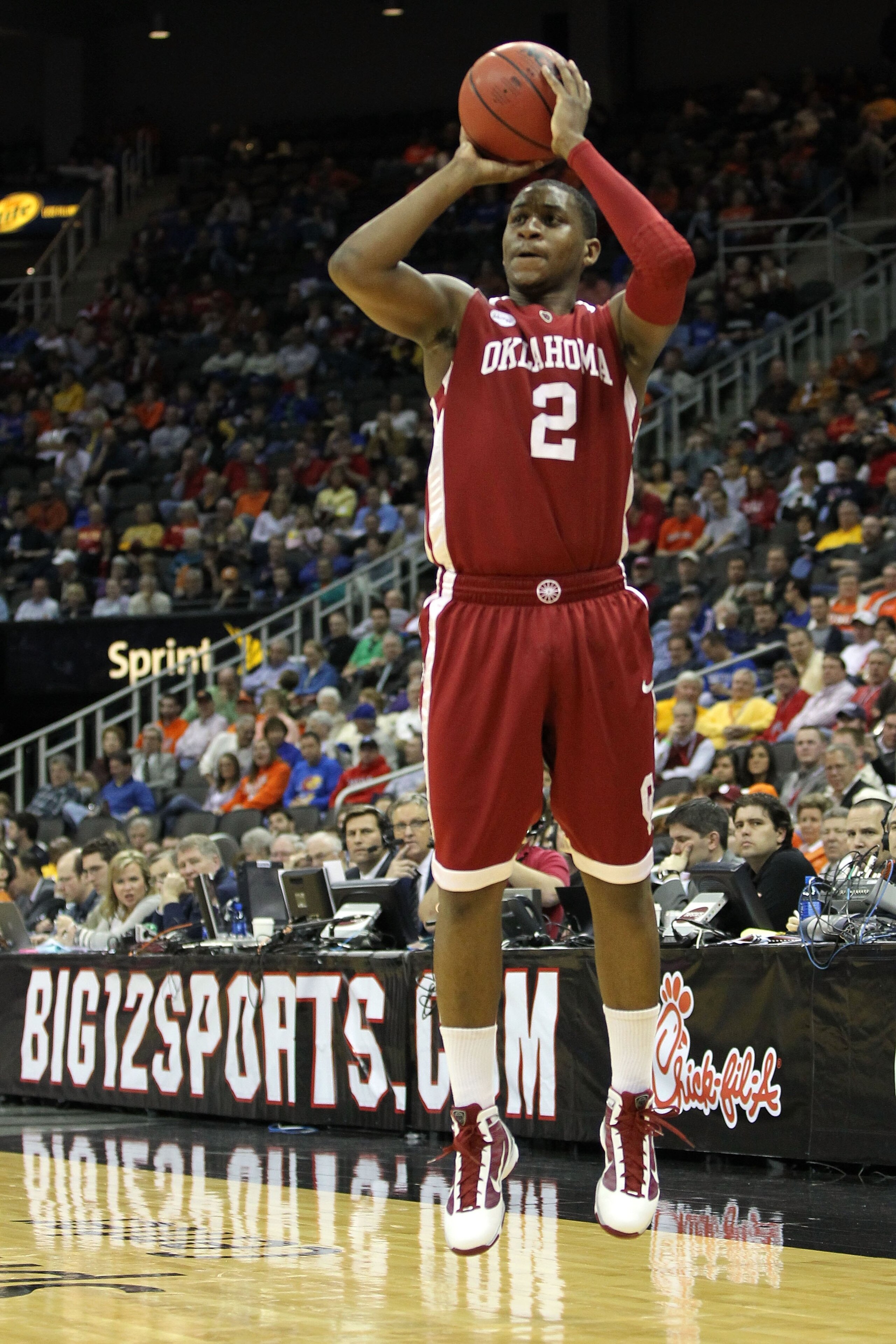 KANSAS CITY, MO - MARCH 10:  Steven Pledger #2 of the Oklahoma Sooners shoots the ball against the Oklahoma State Cowboys during the first round game of the 2010 Phillips 66 Big 12 Men's Basketball Tournament at the Sprint Center on March 10, 2010 in Kans