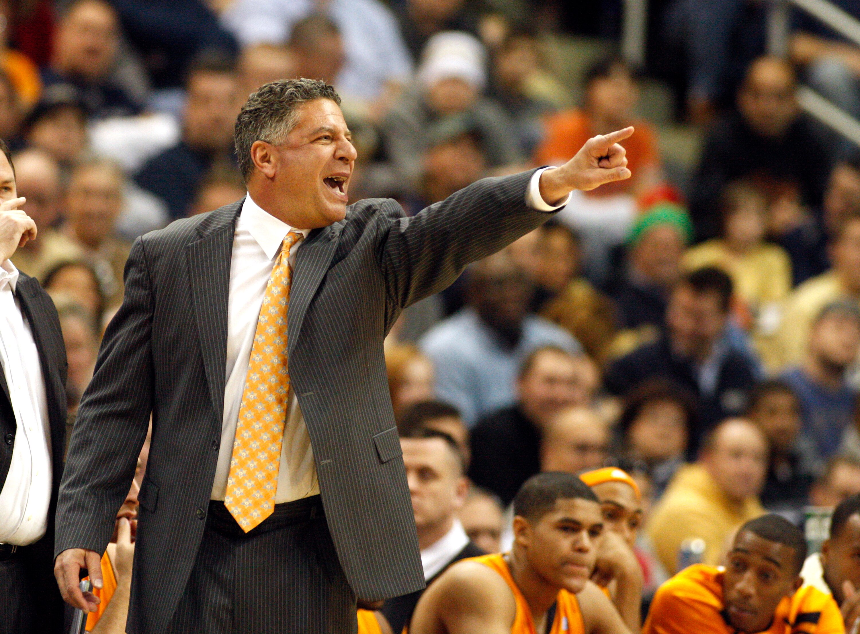 PITTSBURGH, PA - DECEMBER 11:  Tennessee Volunteers head coach Bruce Pearl directs his team against the Pittsburgh Panthers during the SEC/BIG EAST Invitational at Consol Energy Center on December 11, 2010 in Pittsburgh, Pennsylvania.The Volunteers defeat