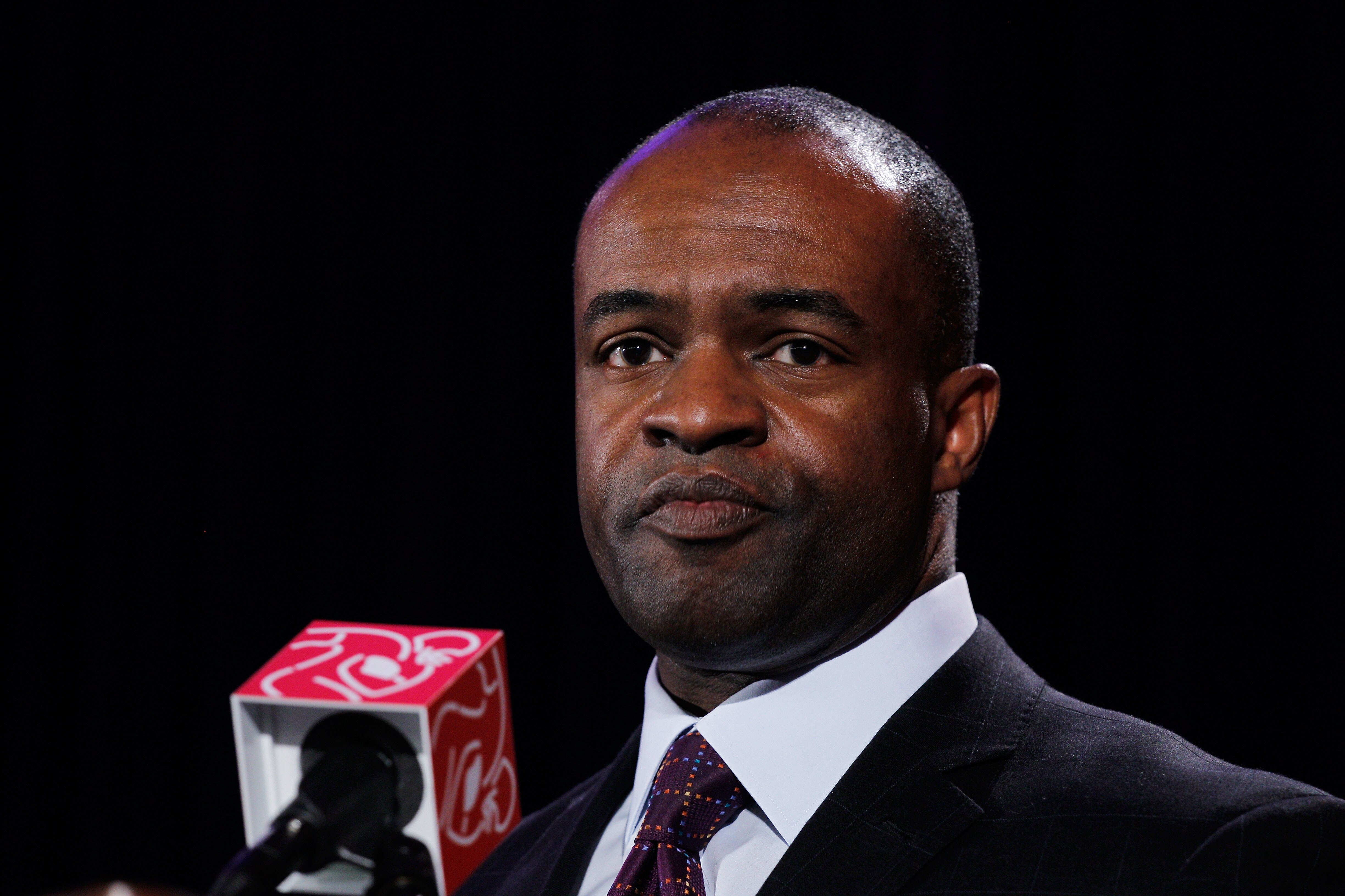 DALLAS, TX - FEBRUARY 03:  NFLPA executive director DeMaurice Smith speaks during the NFL Players Association press conference at the Super Bowl XLV media center on February 3, 2011 in Dallas, Texas. The Green Bay Packers will play the Pittsburgh Steelers