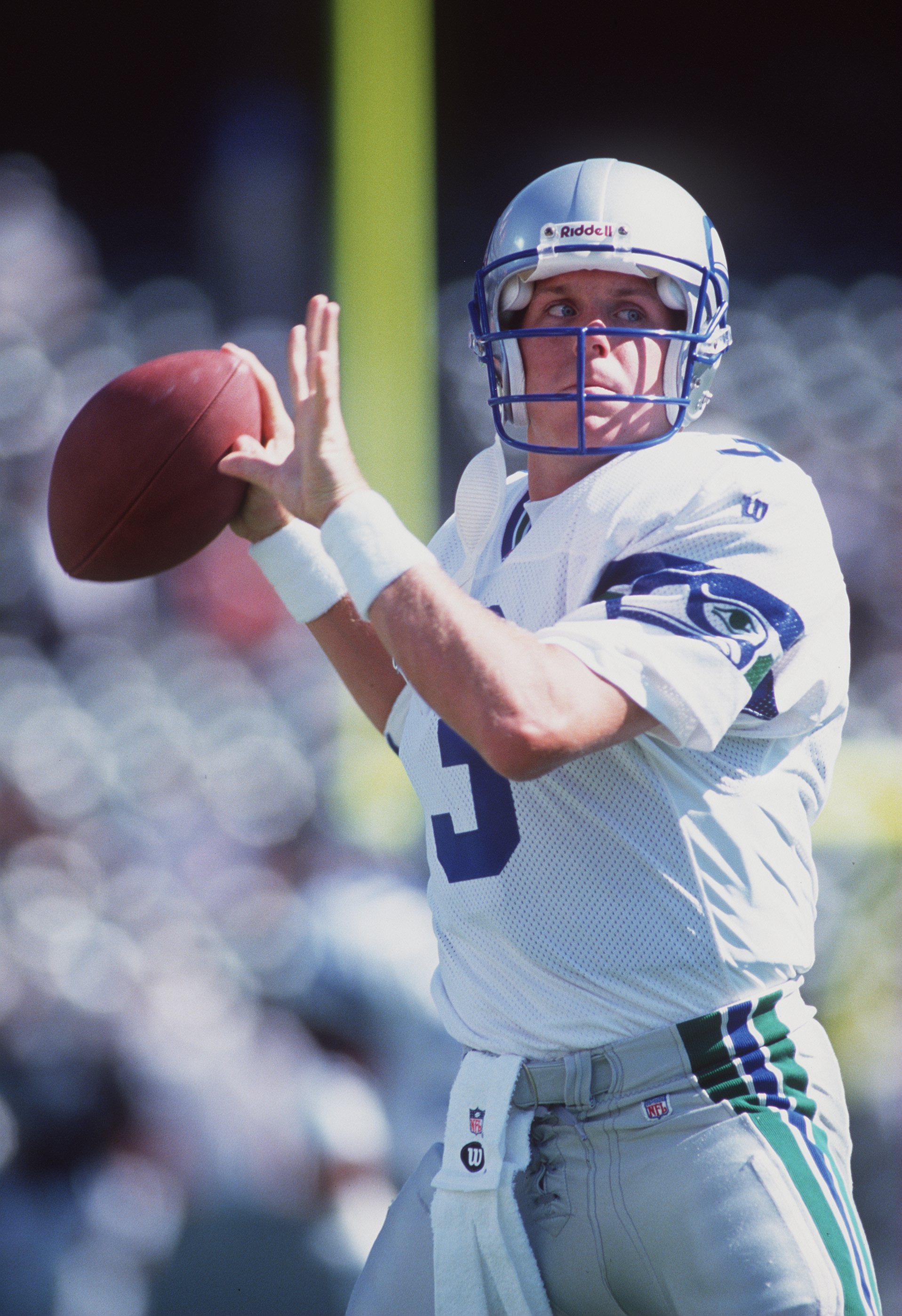 Seattle Seahawks - Quarterback Todd Blackledge, right, of the