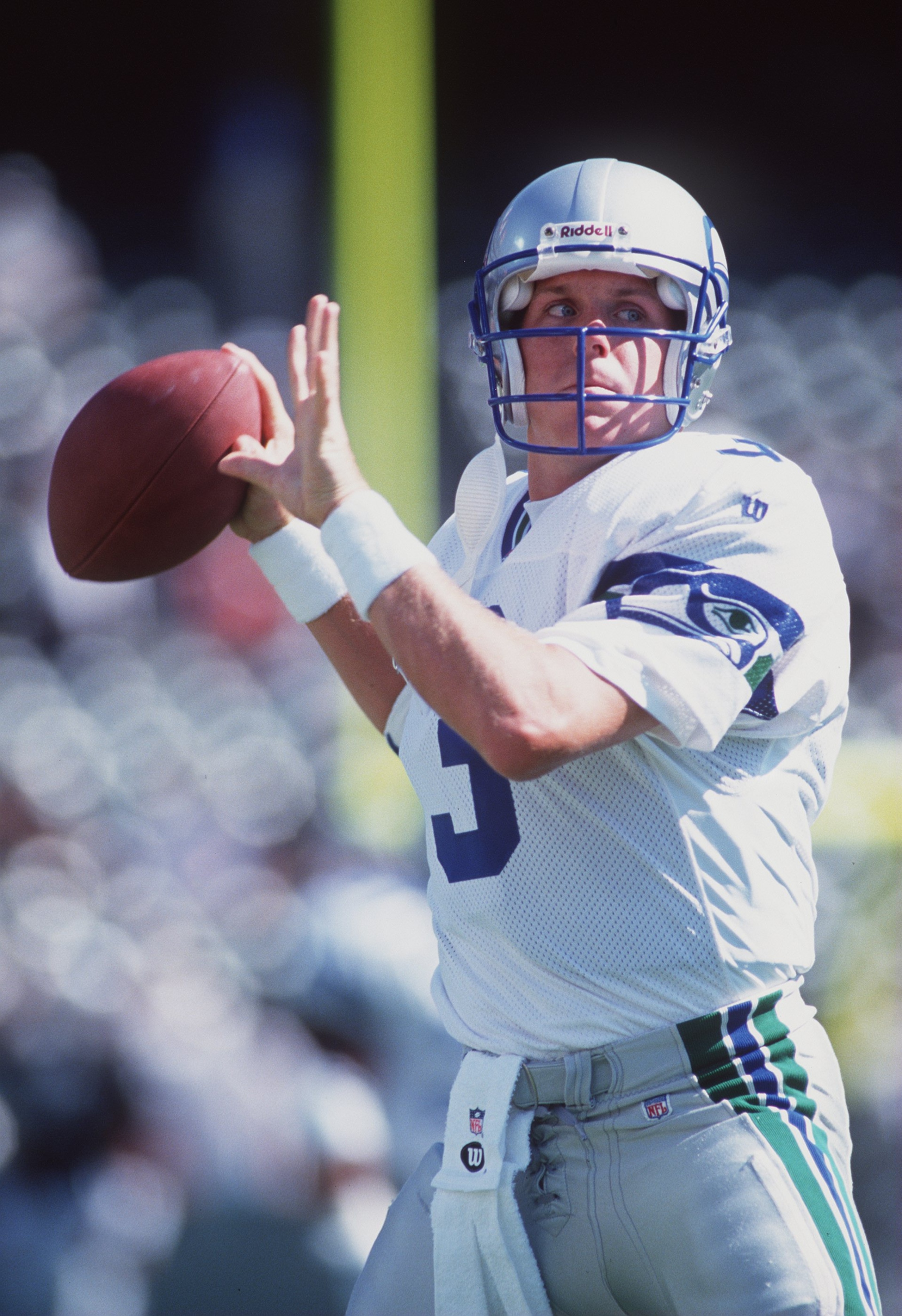 8 Aug 1996: Quarterback Rick Mirer of the Seattle Seahawks sets to throw a pass during the Seahawks 24-19 win over the Oakland Raiders at the Oakland Coliseum in Oakland, California. Mandatory Credit: Otto Greule/ALLSPORT 8 Aug 1996: Quarterback Rick Mirer of the Seattle Seahawks sets to throw a pass during the Seahawks 24-19 win over the Oakland Raiders at the Oakland Coliseum in Oakland, California. Mandatory Credit: Otto Greule/ALLSPORT