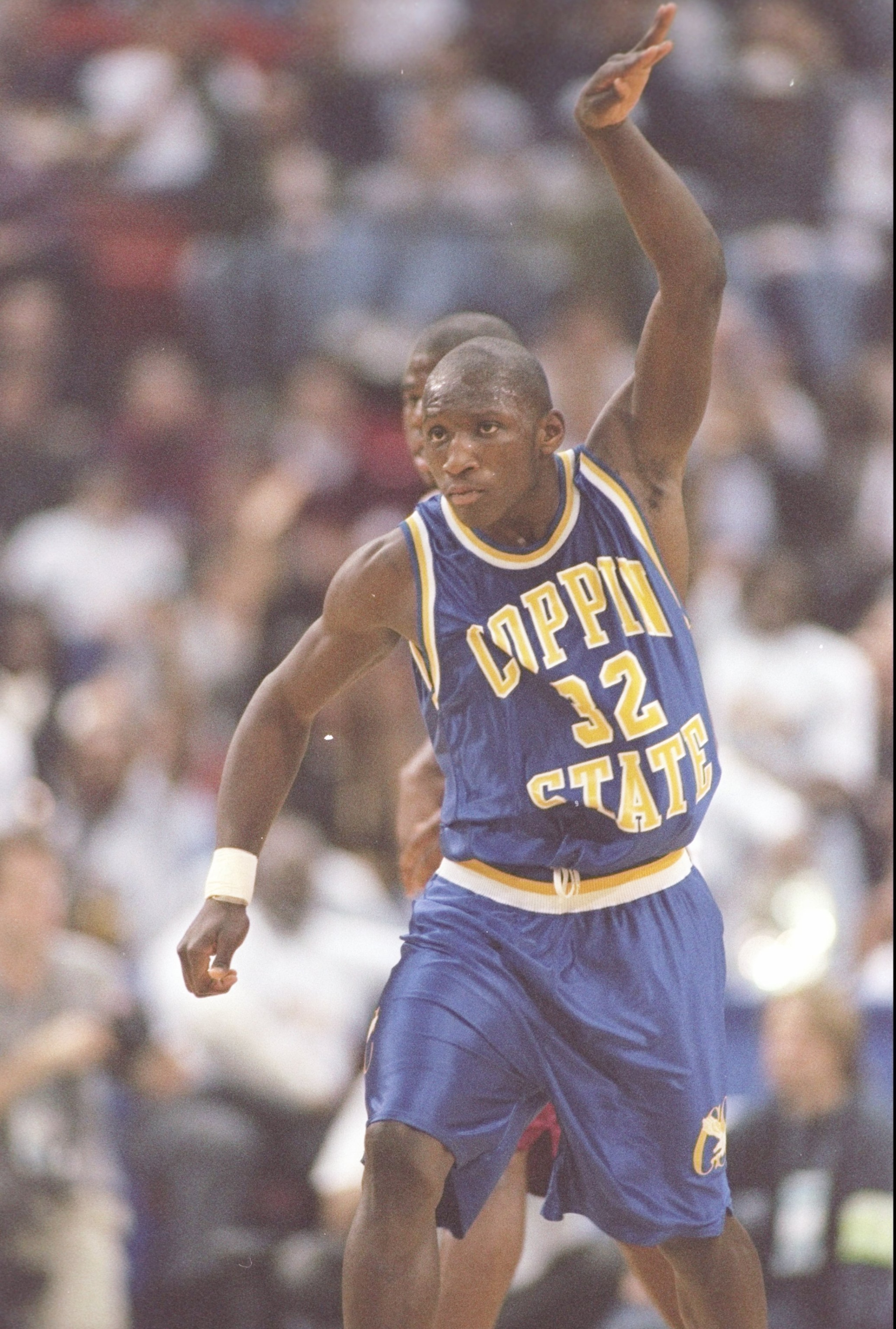 14 Mar 1997: Danny Singletary of the Coppin State Eagles in action during a playoff game against the South Carolina Gamecocks at the Pittsburgh Civic Arena in Pittsburgh, Pennsylvania. Coppin State won the game 78-65.
