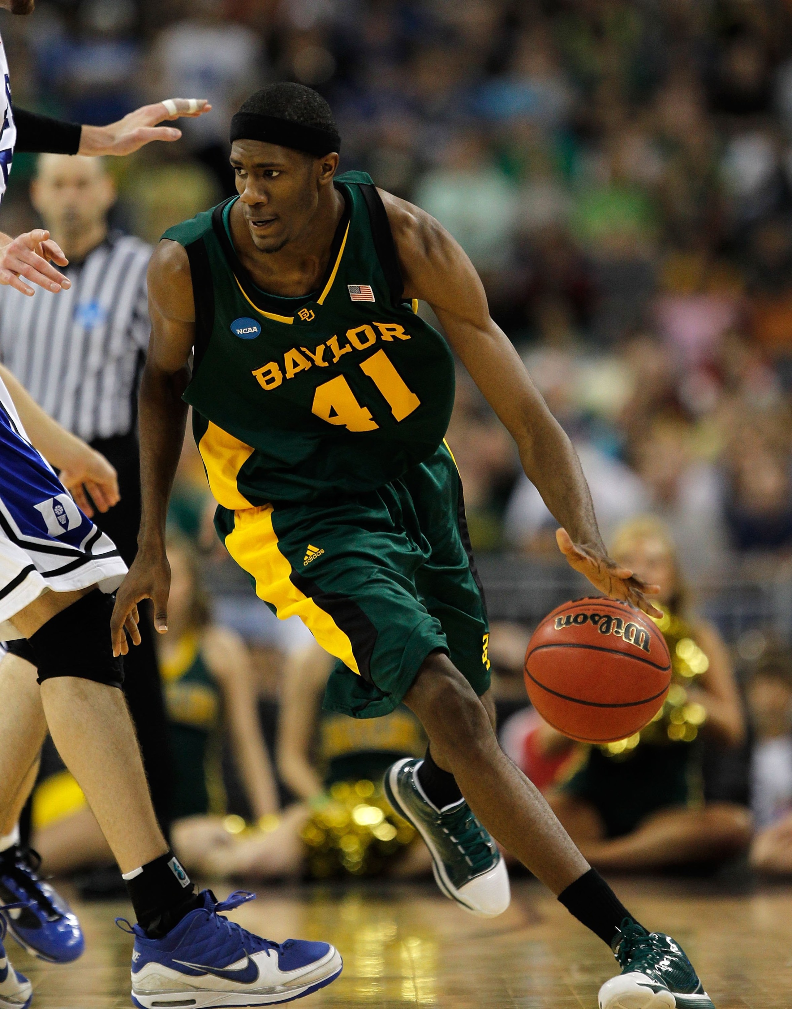 HOUSTON - MARCH 28: Anthony Jones #41 of the Baylor Bears moves against the Duke Blue Devils during the south regional final of the 2010 NCAA men's basketball tournament at Reliant Stadium on March 28, 2010 in Houston, Texas. Duke defeated Baylor 78-71.