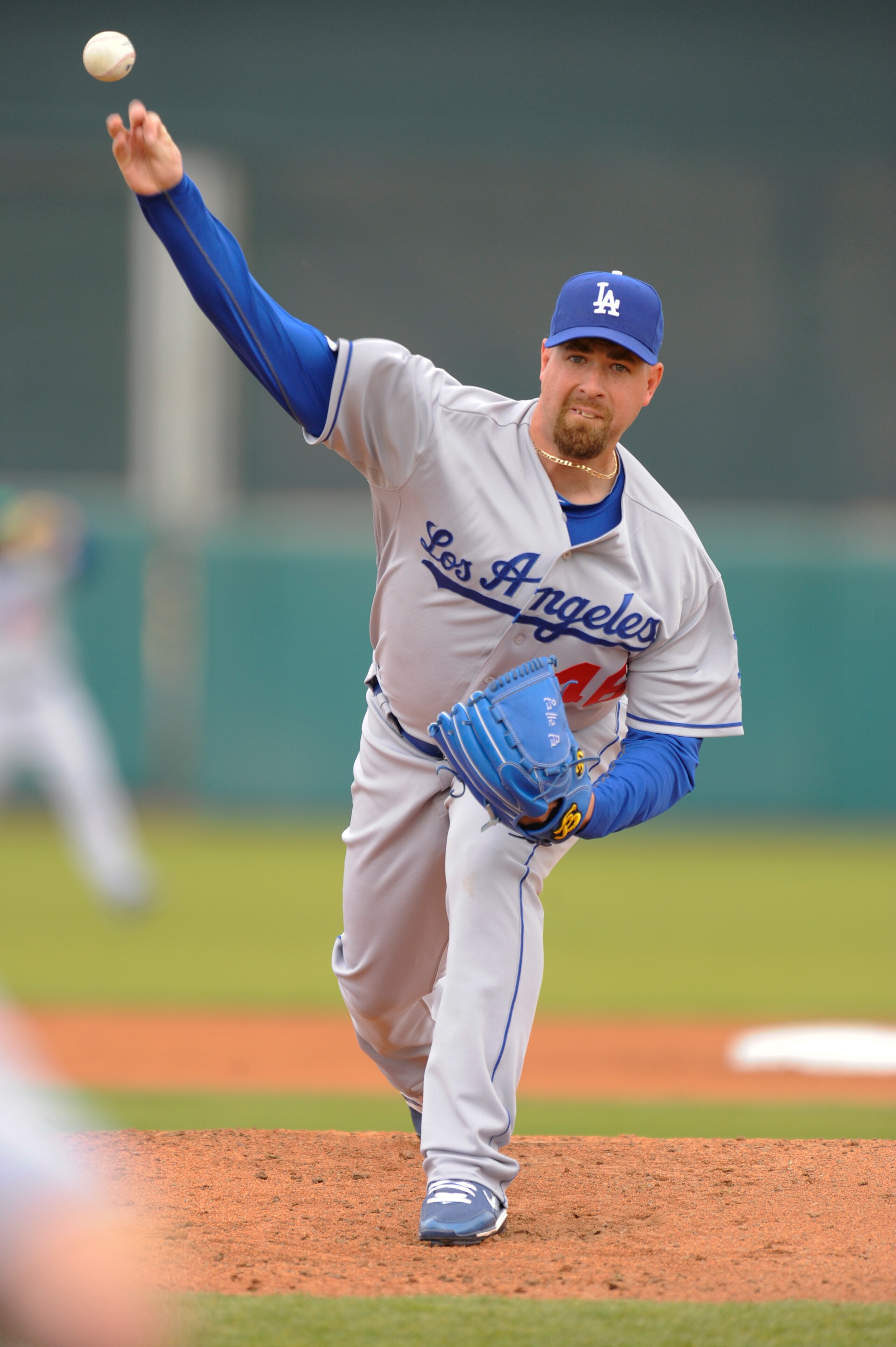 SCOTTSDALE, AZ - FEBRUARY 26: Tim Redding #46 of the Los Angeles Dodgers pitches during a spring training game against the San Francisco Giants at Scottsdale Stadium on February 26, 2011 in Scottsdale, Arizona. (Photo by Rob Tringali/Getty Images) SCOTTSDALE, AZ - FEBRUARY 26: Tim Redding #46 of the Los Angeles Dodgers pitches during a spring training game against the San Francisco Giants at Scottsdale Stadium on February 26, 2011 in Scottsdale, Arizona. (Photo by Rob Tringali/Getty Images)