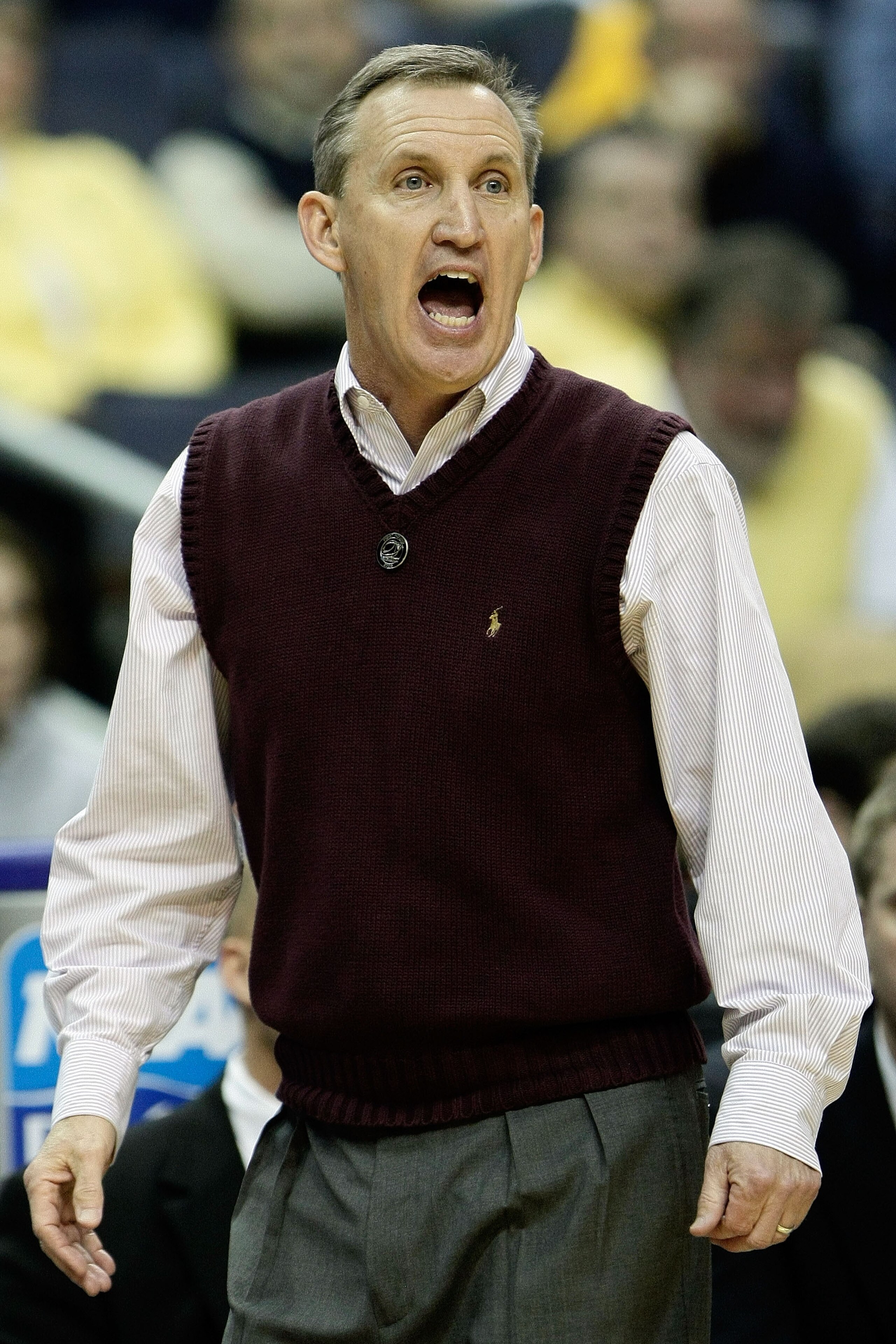 WASHINGTON - MARCH 20: Head coach Rick Byrd of the Belmont Bruins shouts from the sidelines against the Duke Blue Devils during the first round of the West Regional as part of the 2008 NCAA Men's Basketball Tournament at the Verizon Center on March 20, 20