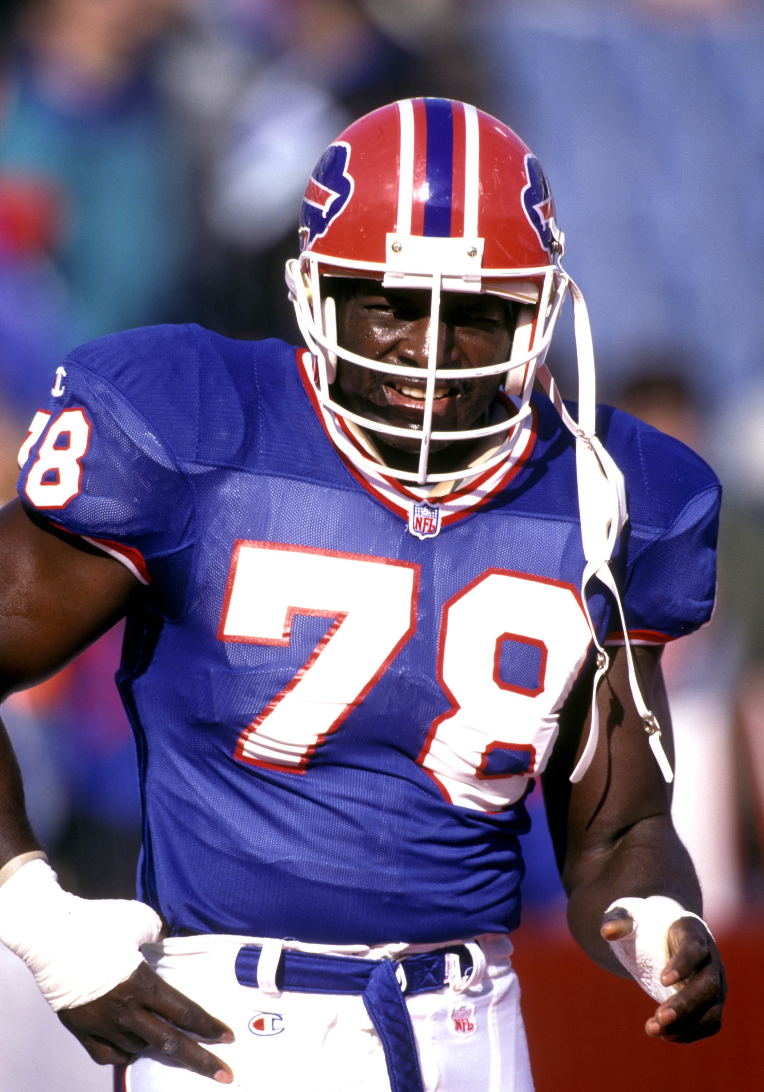 Bruce Smith, defensive end, Buffalo Bills.  (Photo by Al Messerschmidt/Getty Images)