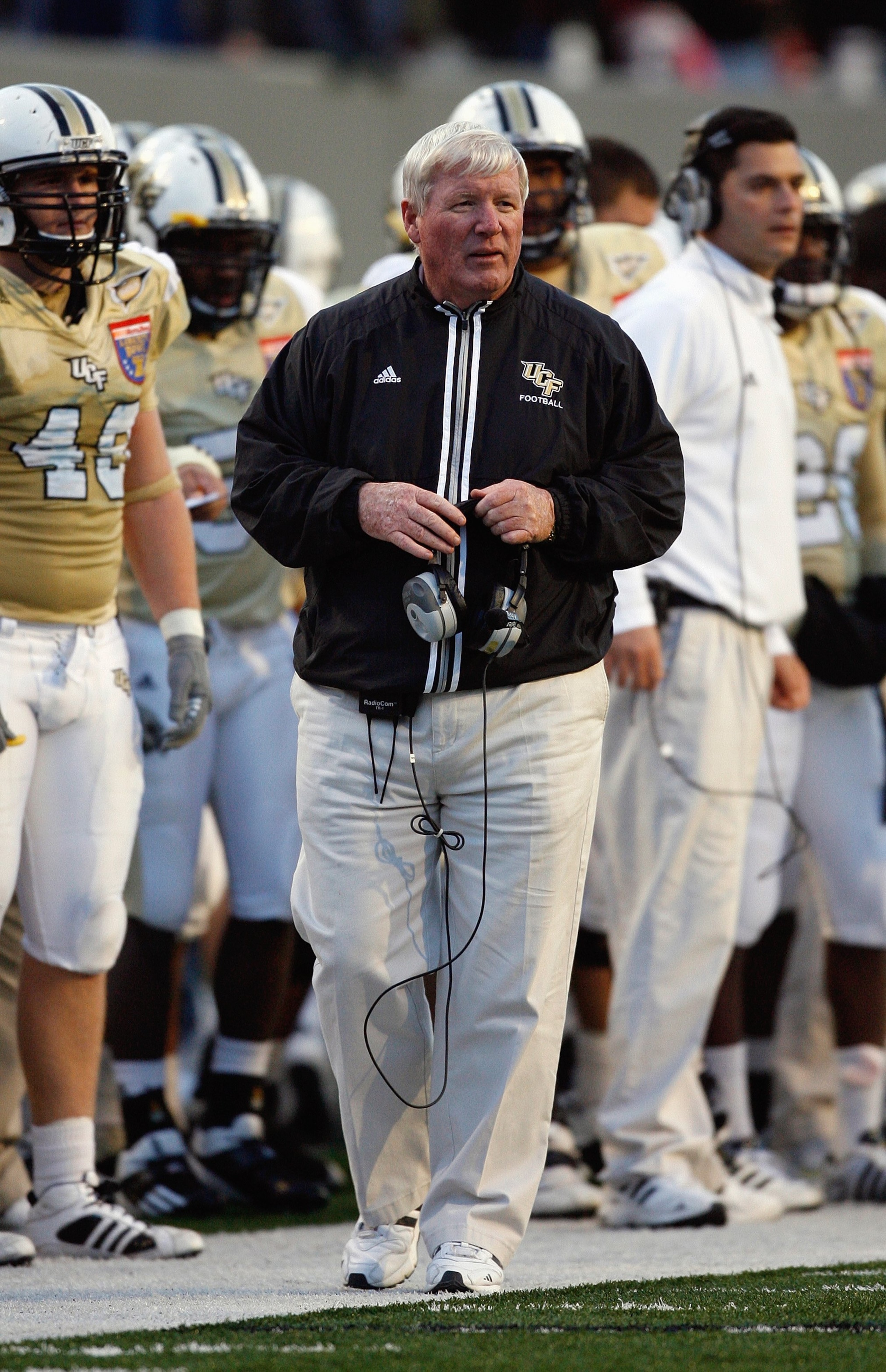 MEMPHIS, TN - DECEMBER 29: George O'Leary, head coach of the UCF Knights, watches the action from the sideline during the game against the Mississippi State Bulldogs on December 29, 2007 at the Liberty Bowl Memorial Stadium in Memphis, Tennessee. The Bull