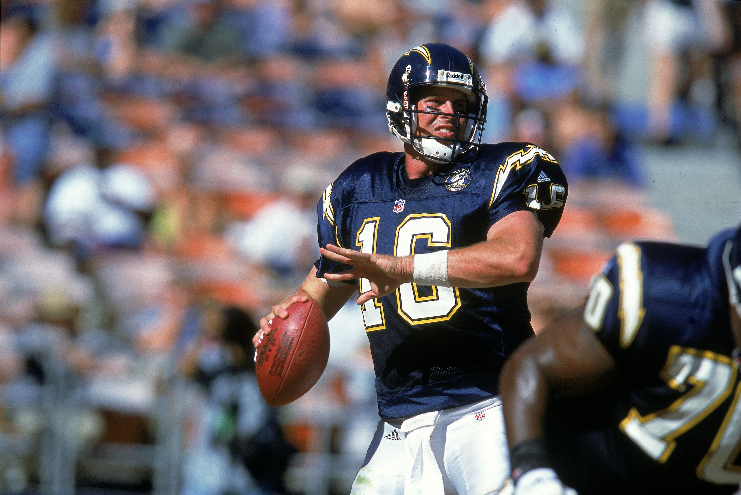 24 Sep 2000: Ryan Leaf #16 of the San Diego Chargers looks to pass the ball during the game against the Seattle Seahawks at Qualcomm Stadium in San Diego, California. The Seahawks defeated the Chargers 20-12.Mandatory Credit: Stephen Dunn /Allsport 24 Sep 2000: Ryan Leaf #16 of the San Diego Chargers looks to pass the ball during the game against the Seattle Seahawks at Qualcomm Stadium in San Diego, California. The Seahawks defeated the Chargers 20-12.Mandatory Credit: Stephen Dunn /Allsport