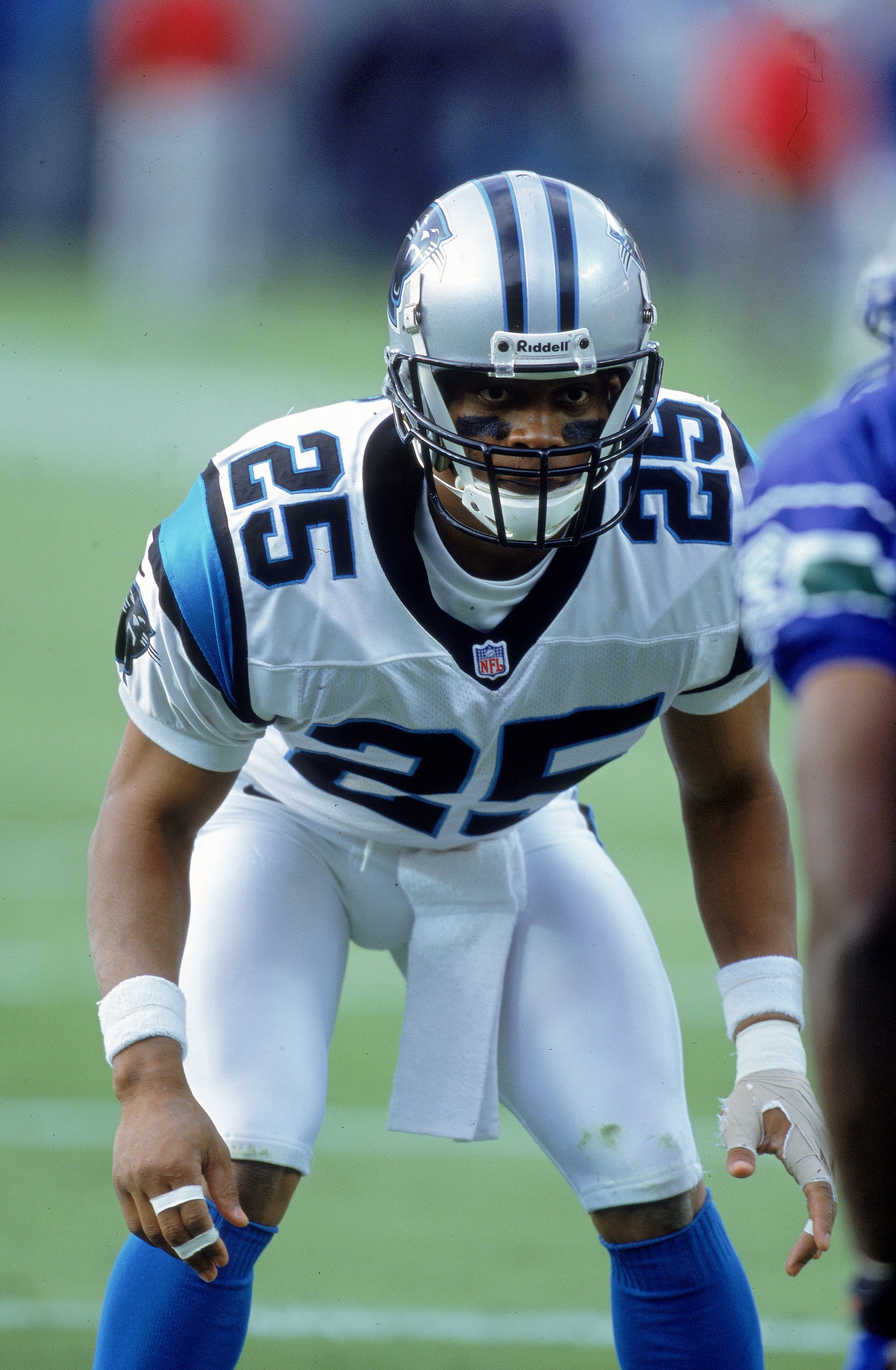 8 Oct 2000: Eric Davis #25 of the Carolina Panthers gets ready to move at the snap during the game against the Seattle Seahawks  at the Ericsson Stadium in Charlotte, North Carolina.  The Panthers defeated the Seahawks 23-3.Mandatory Credit: Scott Hallera