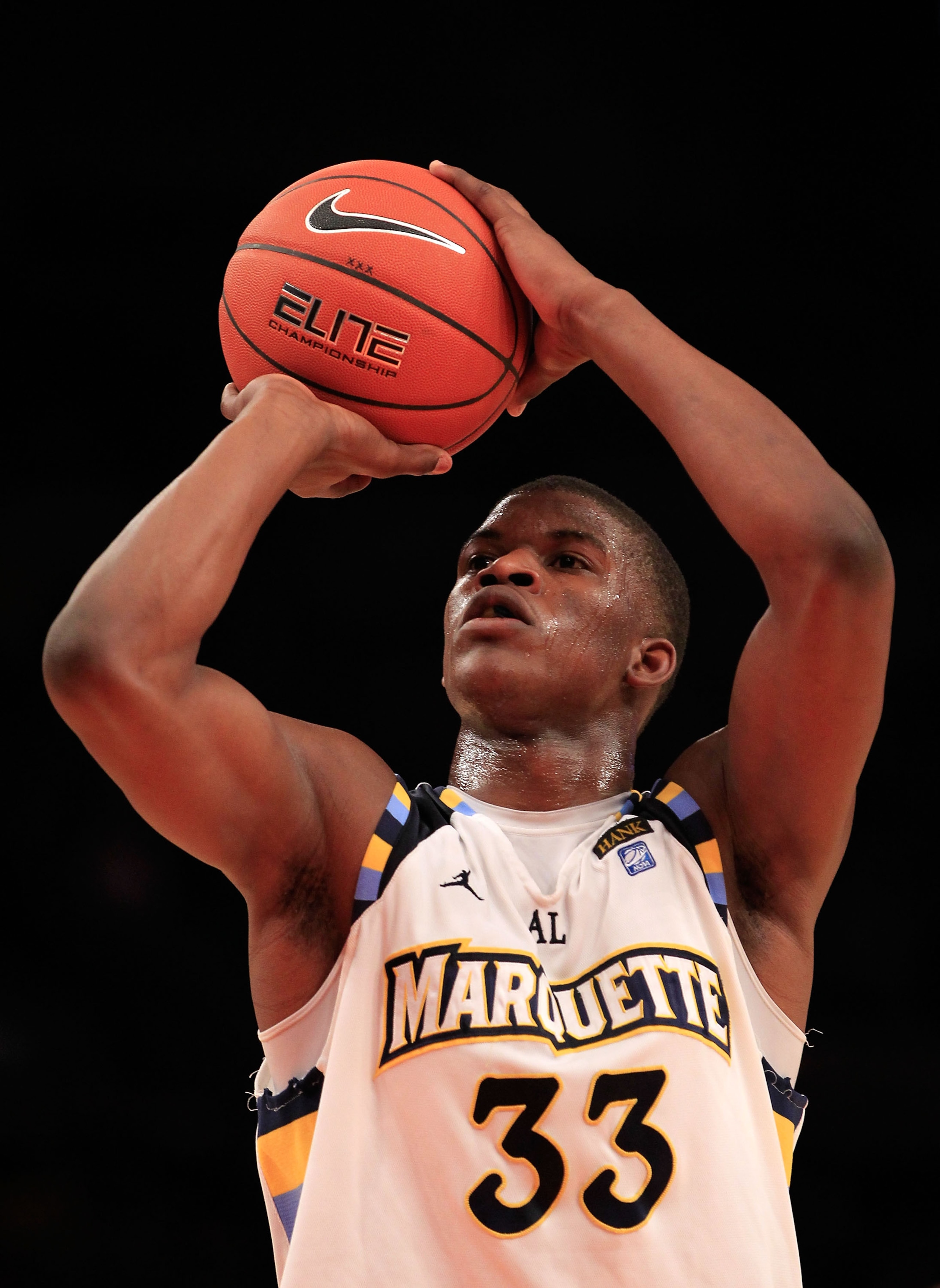 NEW YORK, NY - MARCH 08: Jimmy Butler #33 of the Marquette Golden Eagles shoots a free throw against the Providence Friars during the first round of the 2011 Big East Men's Basketball Tournament presented by American Eagle Outfitters at Madison Square Gar NEW YORK, NY - MARCH 08: Jimmy Butler #33 of the Marquette Golden Eagles shoots a free throw against the Providence Friars during the first round of the 2011 Big East Men's Basketball Tournament presented by American Eagle Outfitters at Madison Square Gar