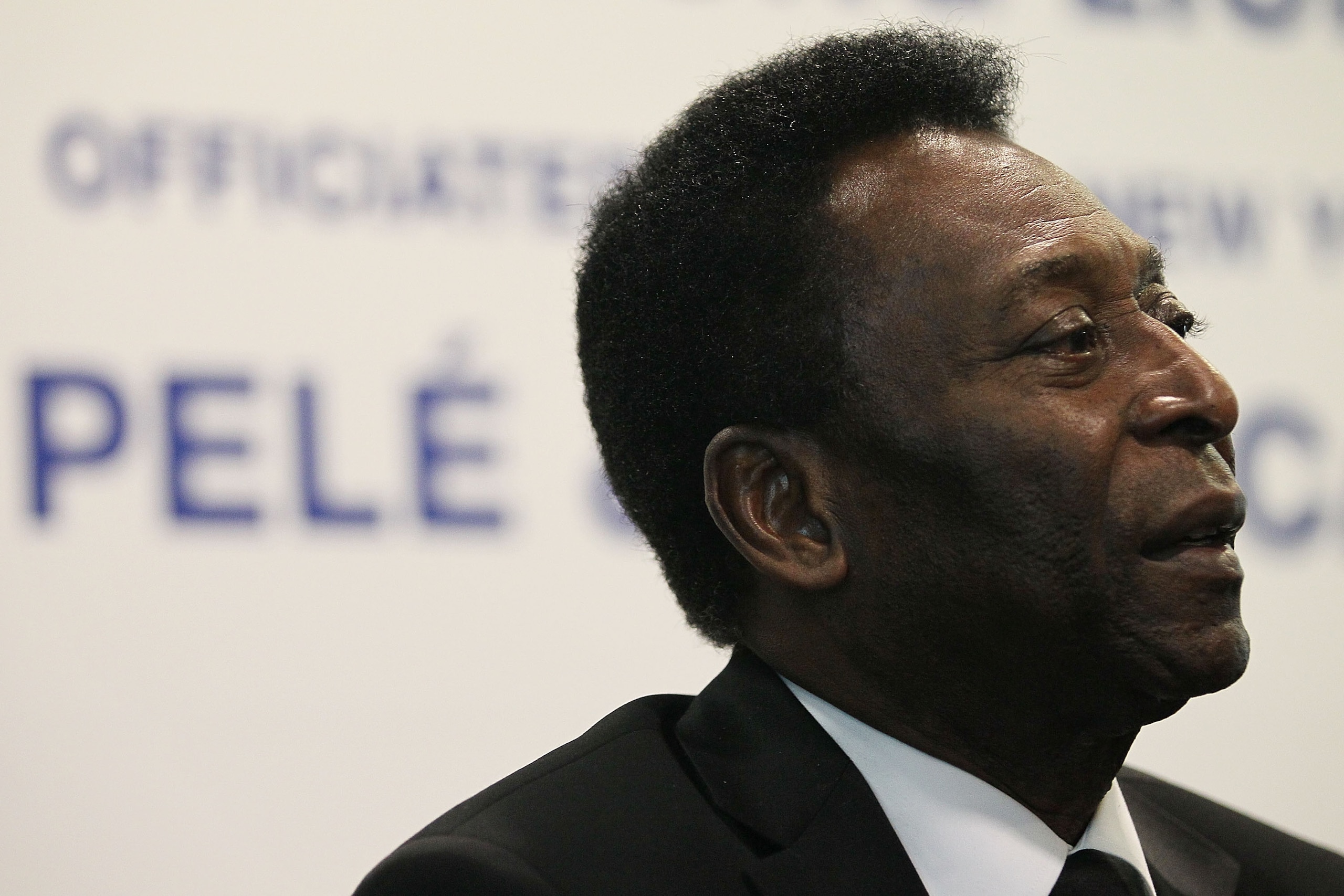 SINGAPORE - MARCH 03:  Football legend Pele speaks to the media at a press conference on March 3, 2011 at Jalan Besar Stadium, in Singapore. The press conference announced a partnership with Courts and launched the start of the New York Cosmos Asia Tour 2