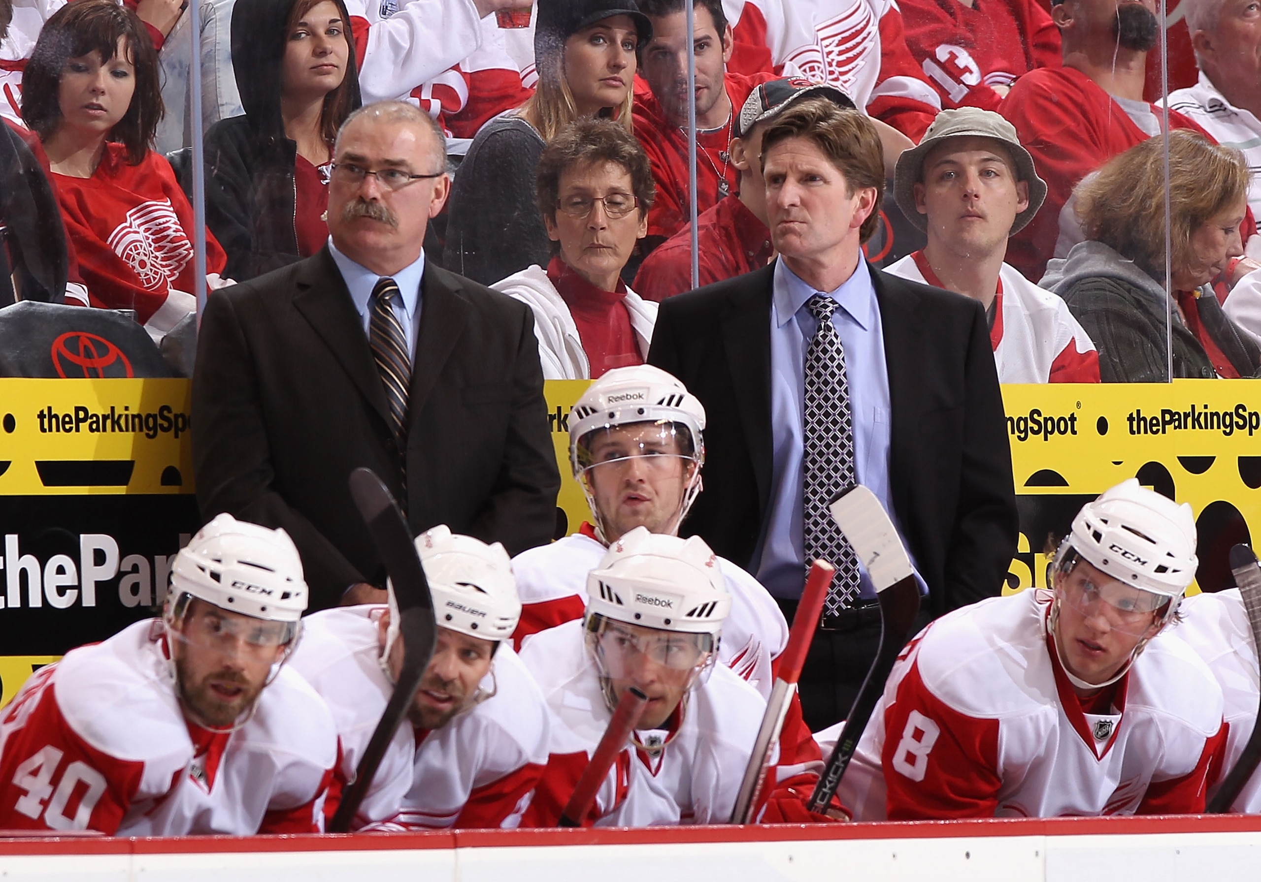 GLENDALE, AZ - MARCH 05:  Head coach Mike Babcock of the Detroit Red Wings  during the NHL game against the Phoenix Coyotes at Jobing.com Arena on March 5, 2011 in Glendale, Arizona. The Coyotes defeated the Red Wings 5-4 in an overtime shoot out.  (Photo