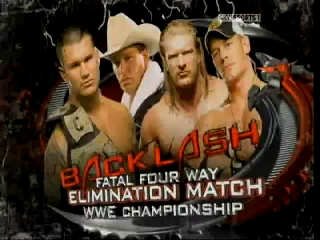 Randy Orton defending his title against JBL, John Cena, and Triple H