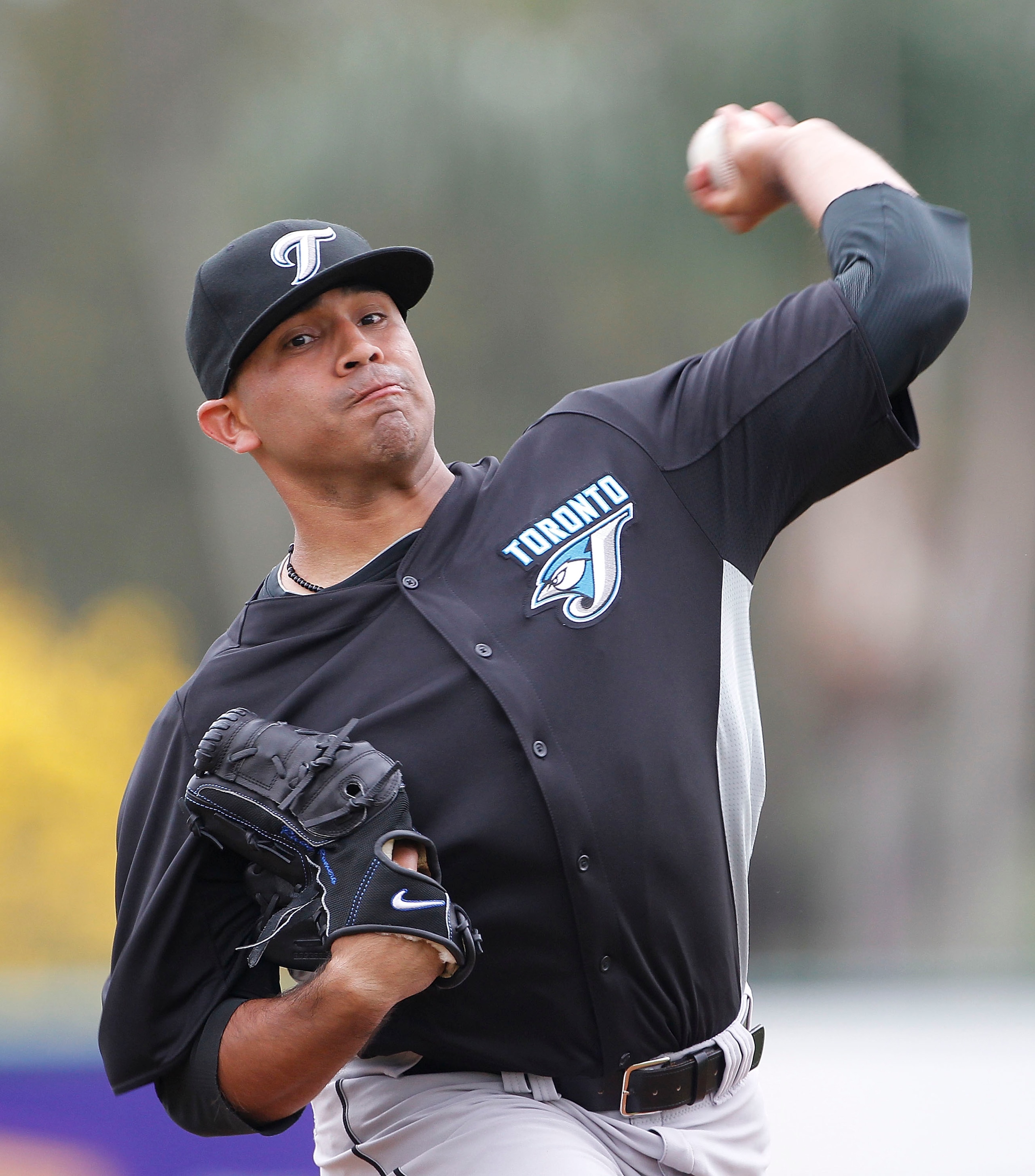 LAKELAND, FL - MARCH 01: Ricky Romero #24 of the Toronto Blue Jays pitches during the game against the Detroit Tigers at Joker Marchant Stadium on March 1, 2011 in Lakeland, Florida. The Tigers defeated the Blue Jays 6-2.(Photo by Leon Halip/Getty Images)