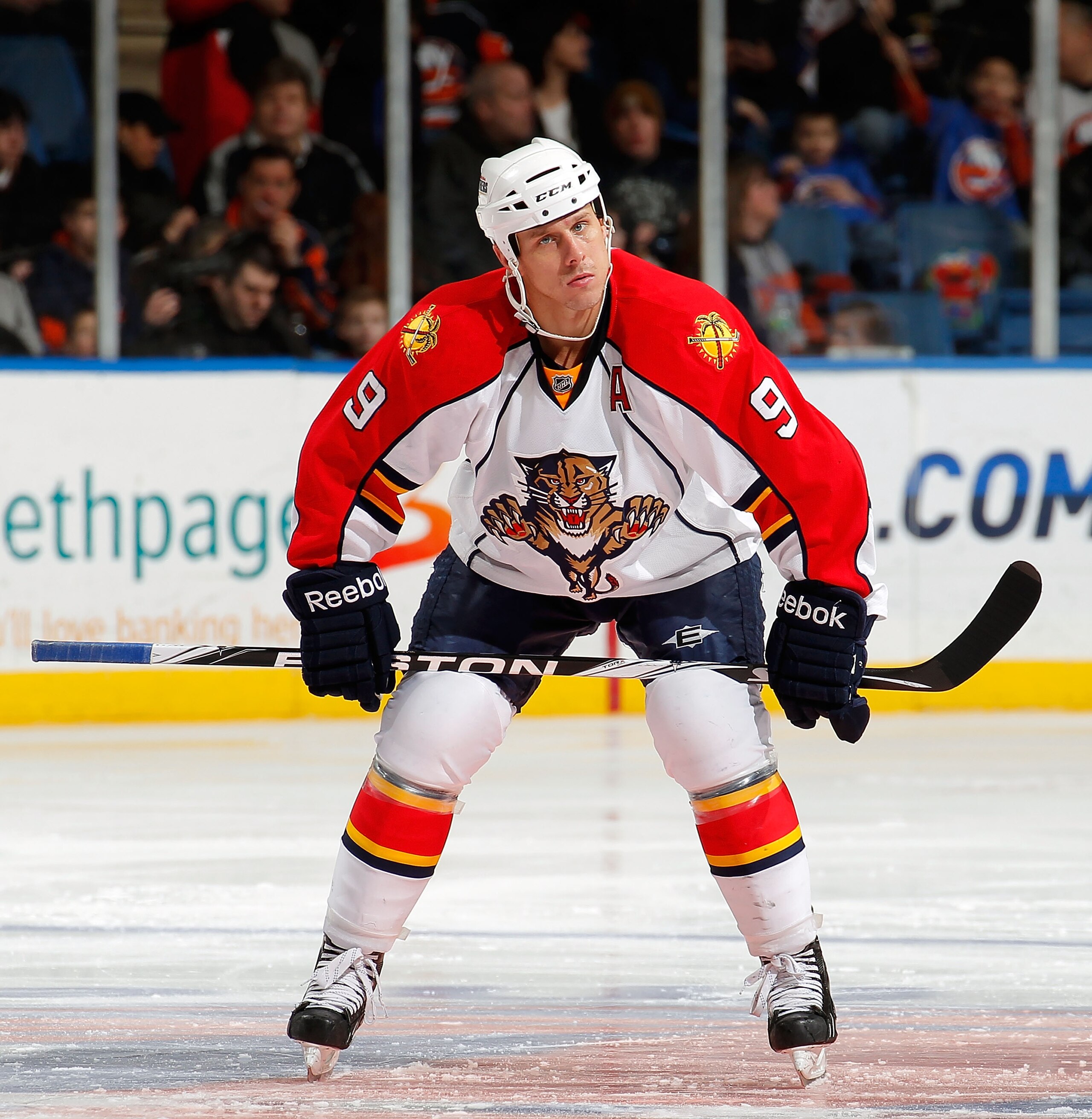 UNIONDALE, NY - FEBRUARY 21: Stephen Weiss #9 of the Florida Panthers waits for a faceoff during an NHL hockey game against the New York Islanders at the Nassau Coliseum on February 21, 2011 in Uniondale, New York. (Photo by Paul Bereswill/Getty Images) UNIONDALE, NY - FEBRUARY 21: Stephen Weiss #9 of the Florida Panthers waits for a faceoff during an NHL hockey game against the New York Islanders at the Nassau Coliseum on February 21, 2011 in Uniondale, New York. (Photo by Paul Bereswill/Getty Images)
