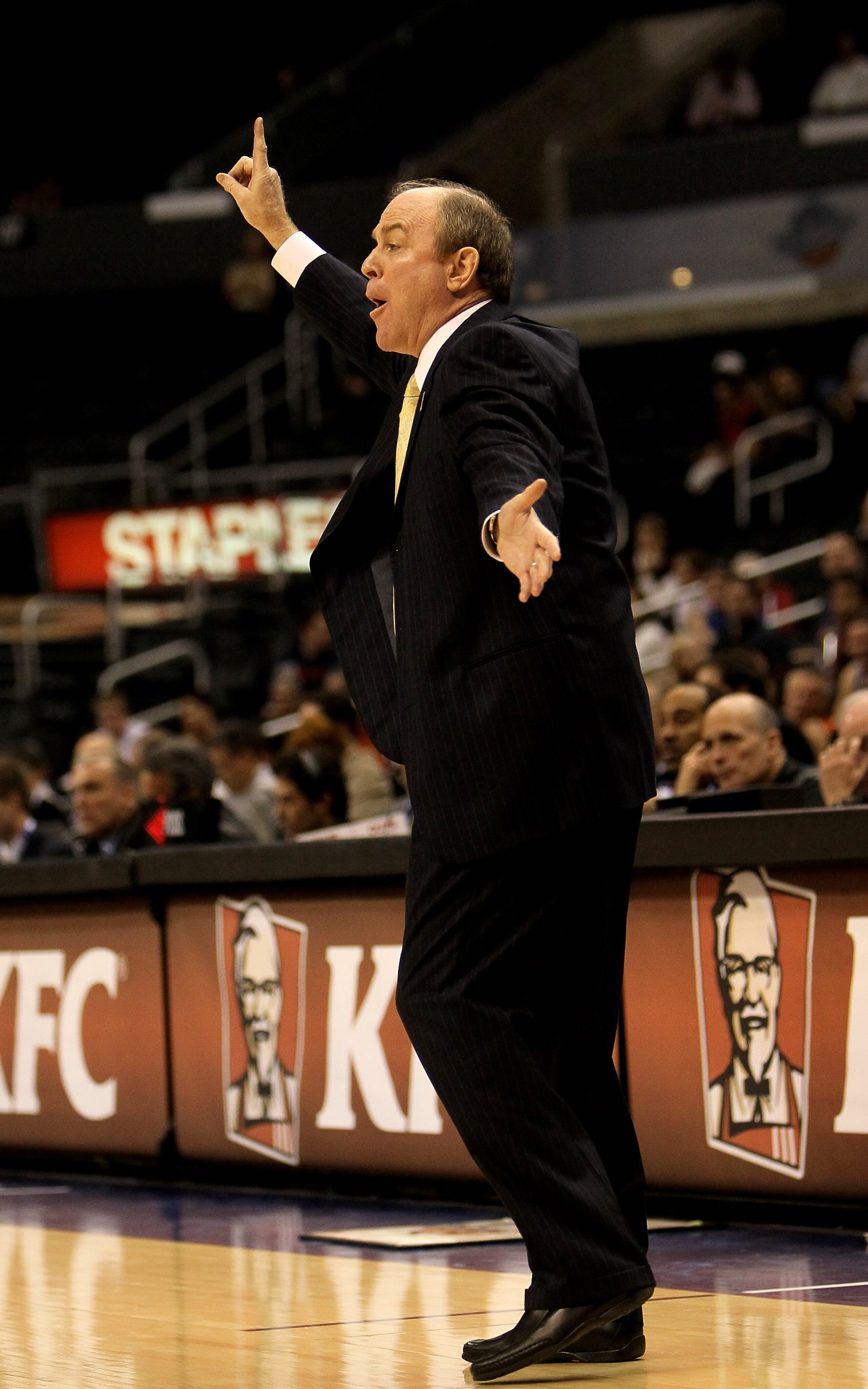 LOS ANGELES - MARCH 11:  Head coach Ben Howland shouts intructions in the game against the UCLA Bruins the Arizona Wildcats during the quarterfinals of the Pac-10 Basketball Tournament at Staples Center on March 11, 2010 in Los Angeles, California. UCLA w