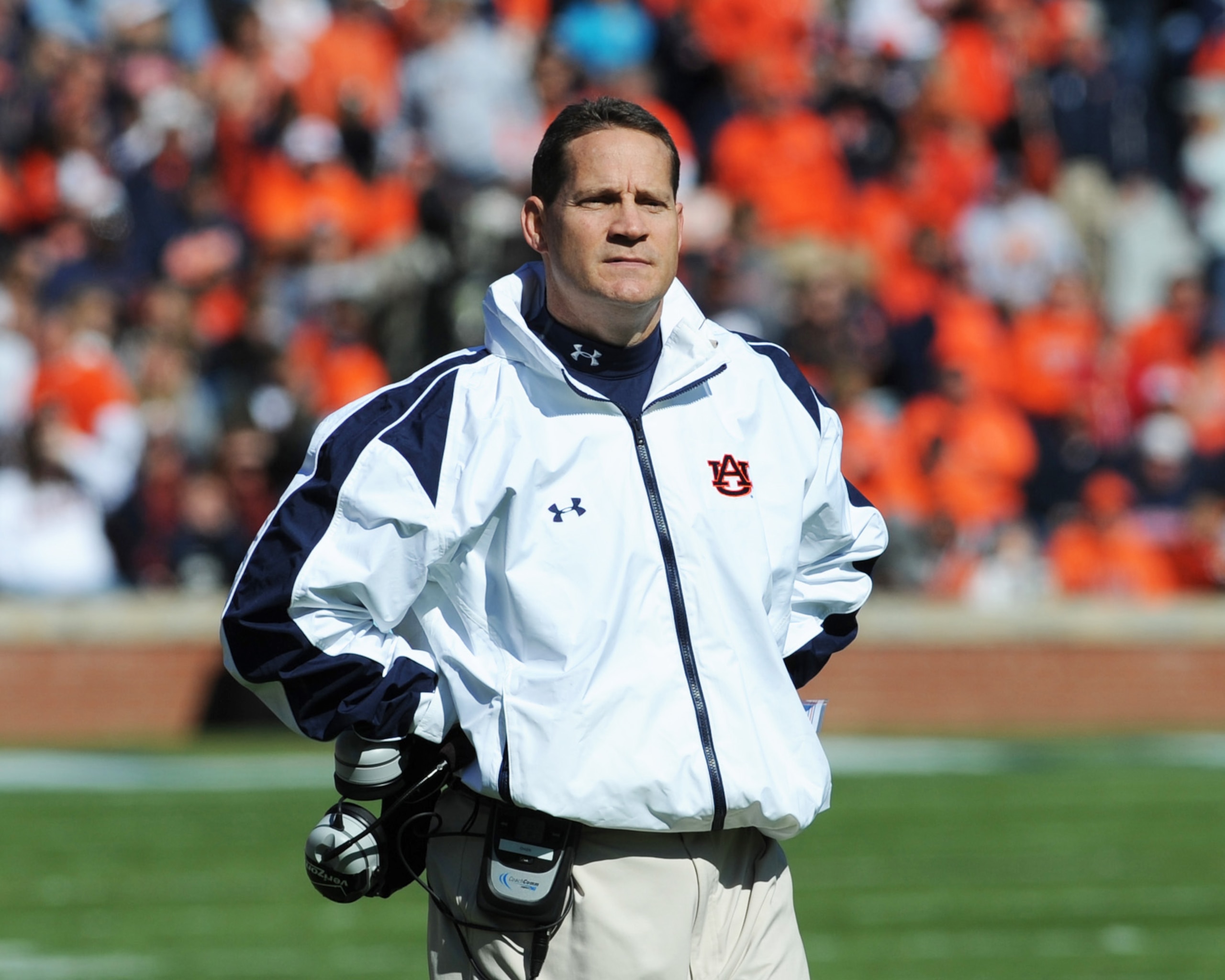 AUBURN, AL - NOVEMBER 06:  Coach Gene Chizik of the Auburn Tigers watches play against the Chattanooga Mocs November 6, 2010 at Jordan-Hare Stadium in Auburn, Alabama.  (Photo by Al Messerschmidt/Getty Images)