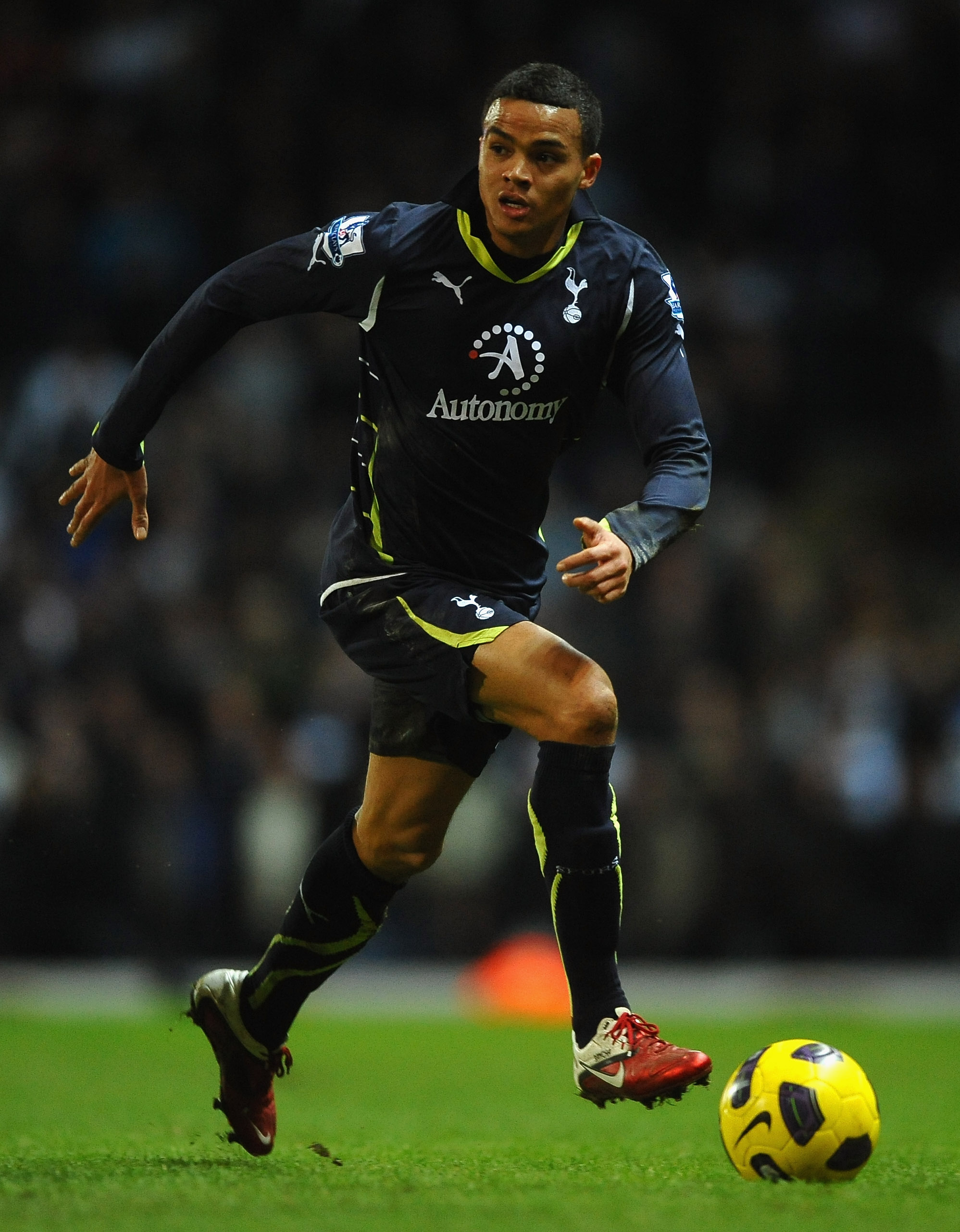 BLACKBURN, ENGLAND - FEBRUARY 02: Jermaine Jenas of Tottenham Hotspur in action during the Barclays Premier League match between Blackburn Rovers and Tottenham Hotspur at Ewood Park on February 2, 2011 in Blackburn, England.  (Photo by Laurence Griffiths/