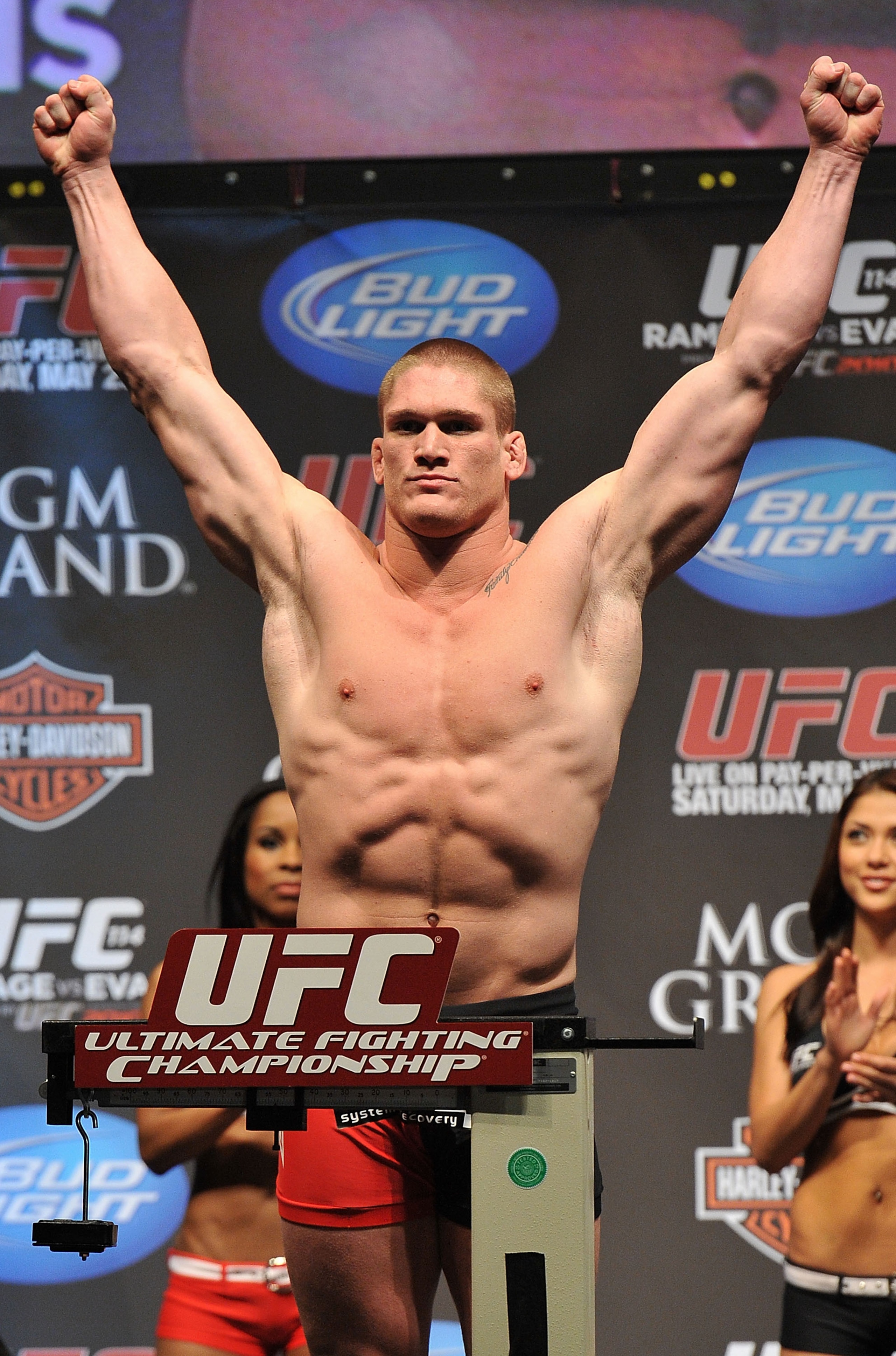 LAS VEGAS - MAY 28:  UFC fighter Todd Duffee  weighs in for his fight against UFC fighter Mike Russow at UFC 114: Rampage versus Rashad at the Mandalay Bay Hotel on May 28, 2010 in Las Vegas, Nevada.  (Photo by Jon Kopaloff/Getty Images)