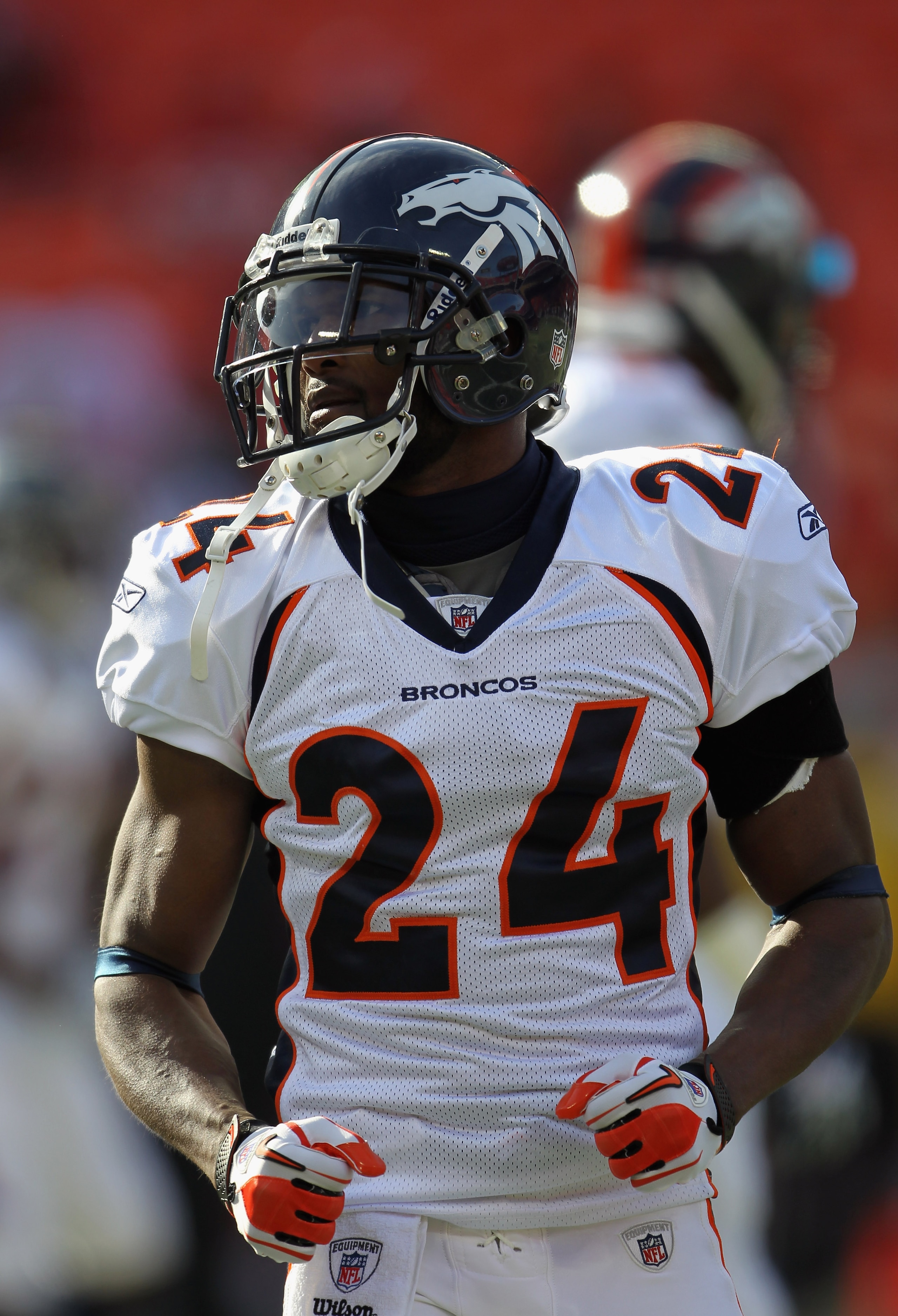 KANSAS CITY, MO - DECEMBER 05:  Champ Bailey #24 of the Denver Broncos during warm-ups prior to the start of the game against the Kansas City Chiefs on December 5, 2010 at Arrowhead Stadium in Kansas City, Missouri.  (Photo by Jamie Squire/Getty Images)
